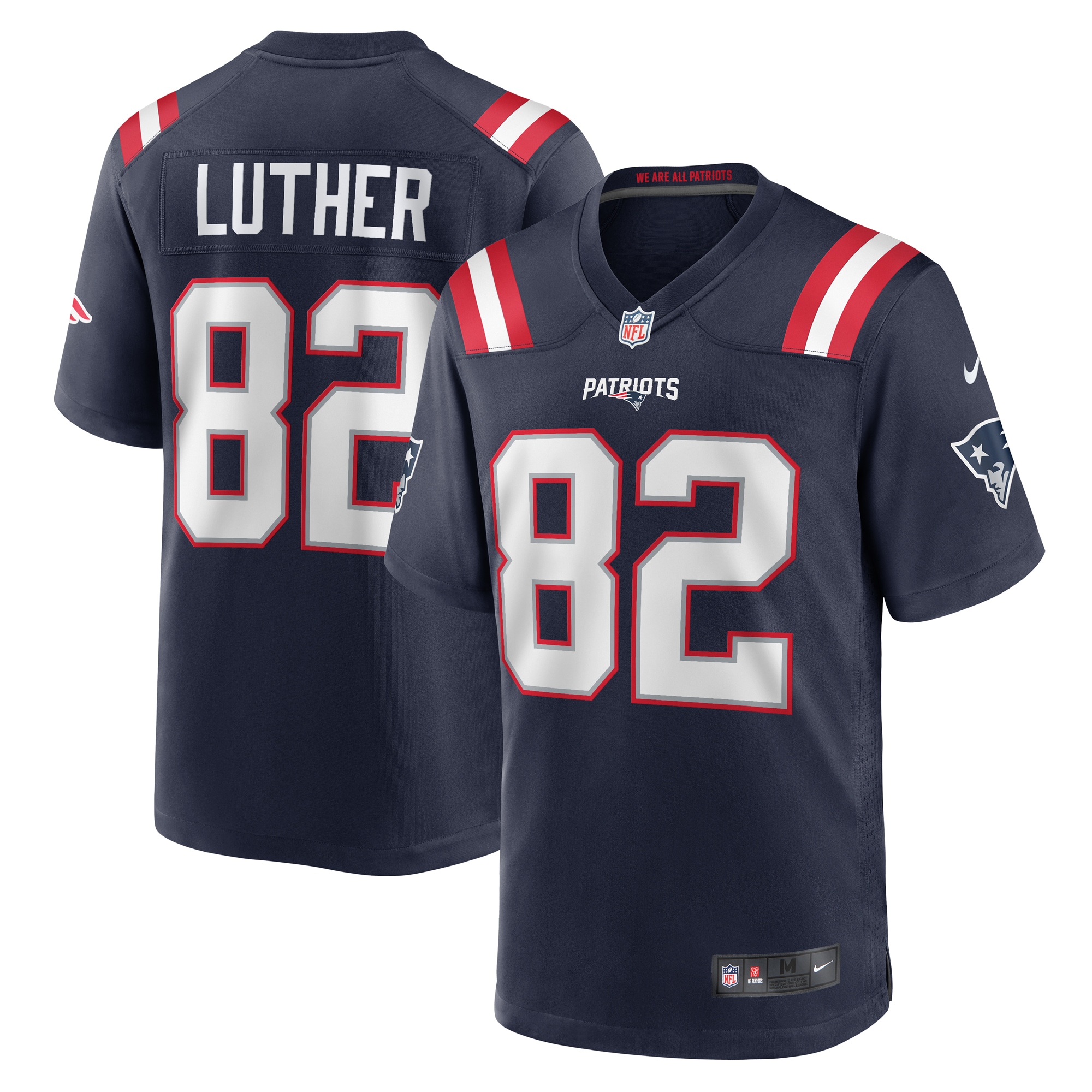 T.J. Luther New England Patriots Team Game Jersey -  Navy