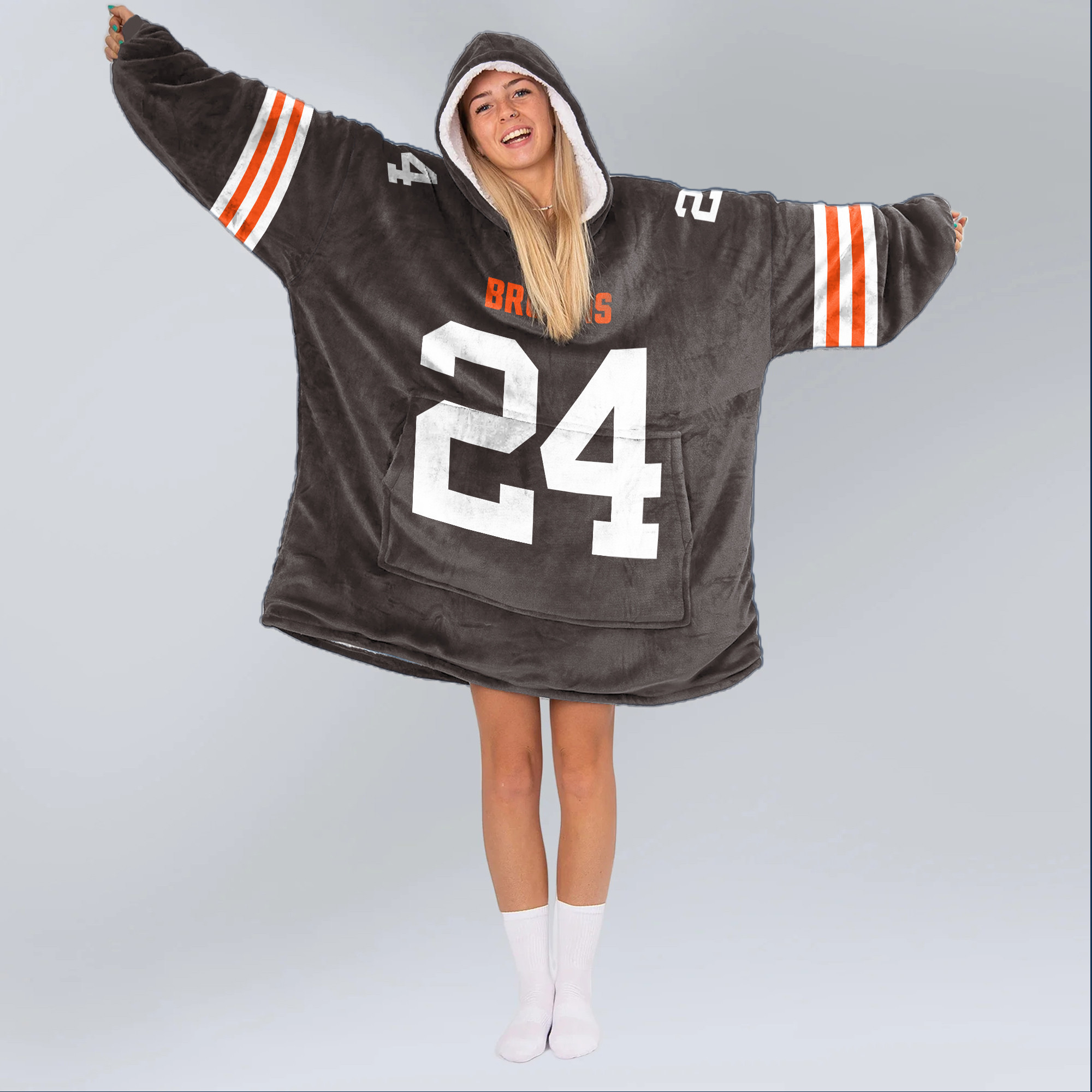 Adult 24 Cleveland Football Unisex Blanket Hoodie