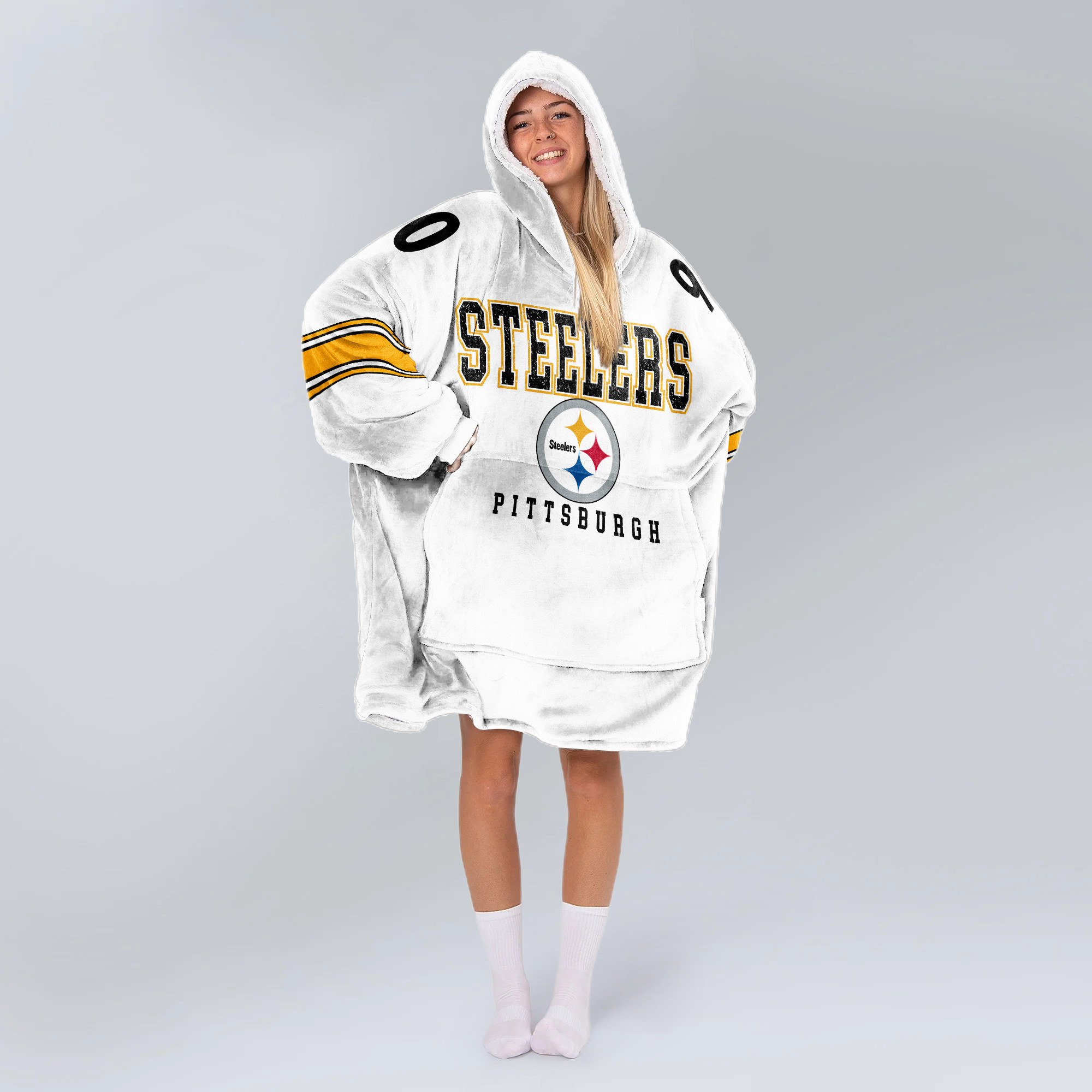 Adult 90 Pittsburgh Football Unisex Blanket Hoodie