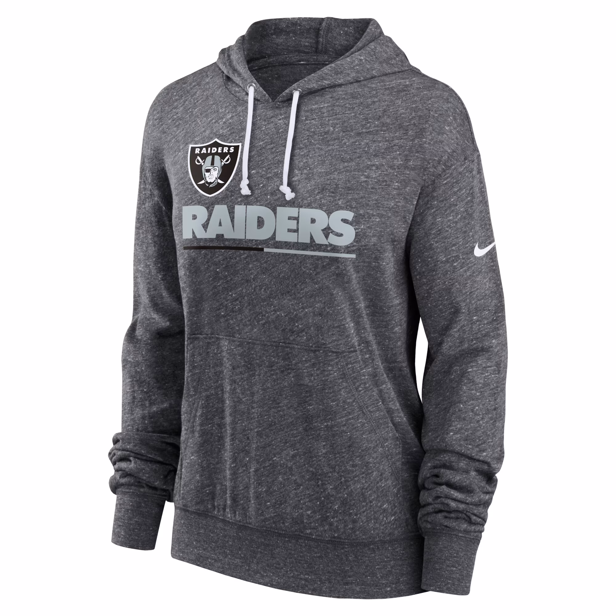 Las Vegas Raiders Women's Team Spirit Gym Vintage Lightweight Hooded Top - Heather Charcoal