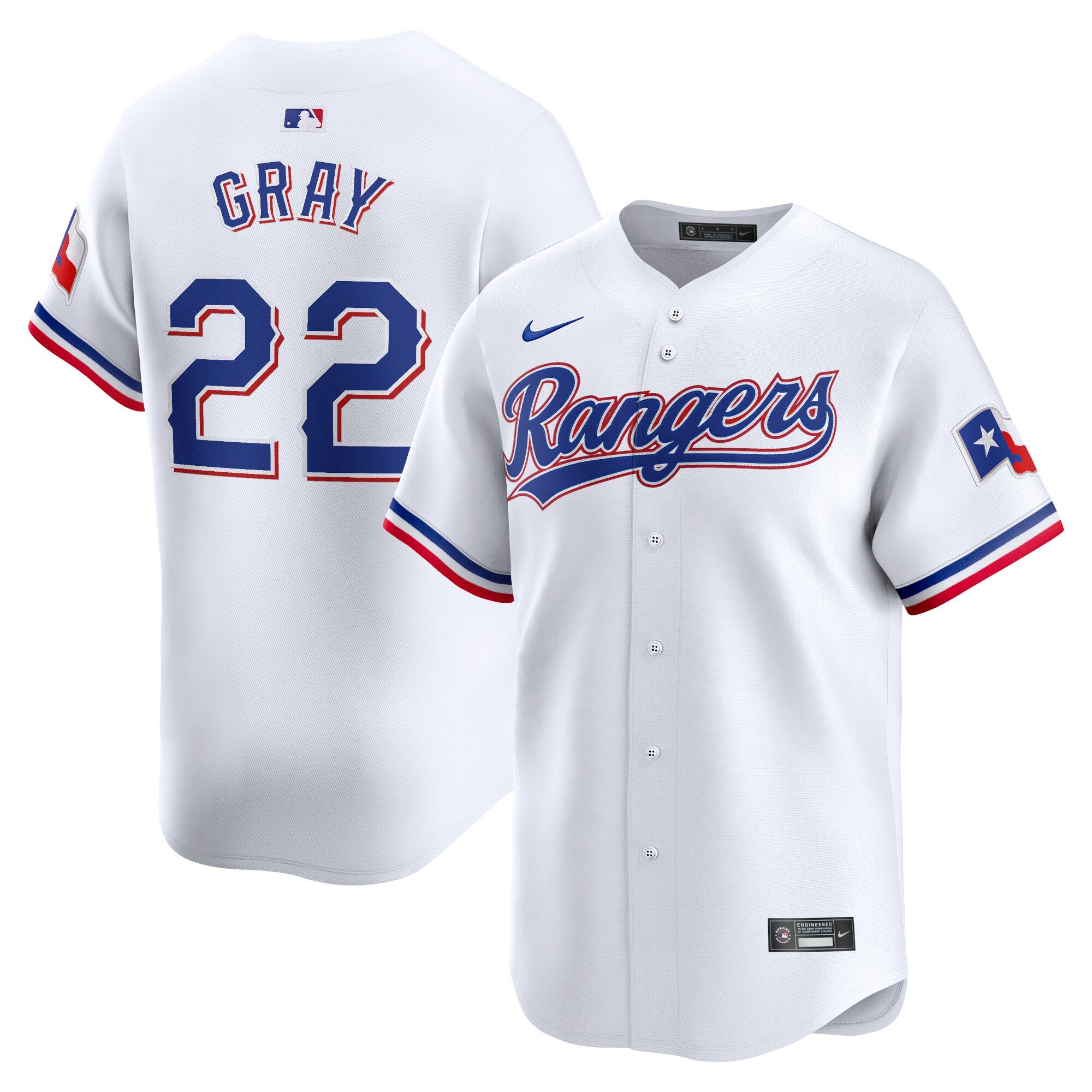 Men's Texas Rangers #22 Jon Gray  White Home Limited Player Jersey