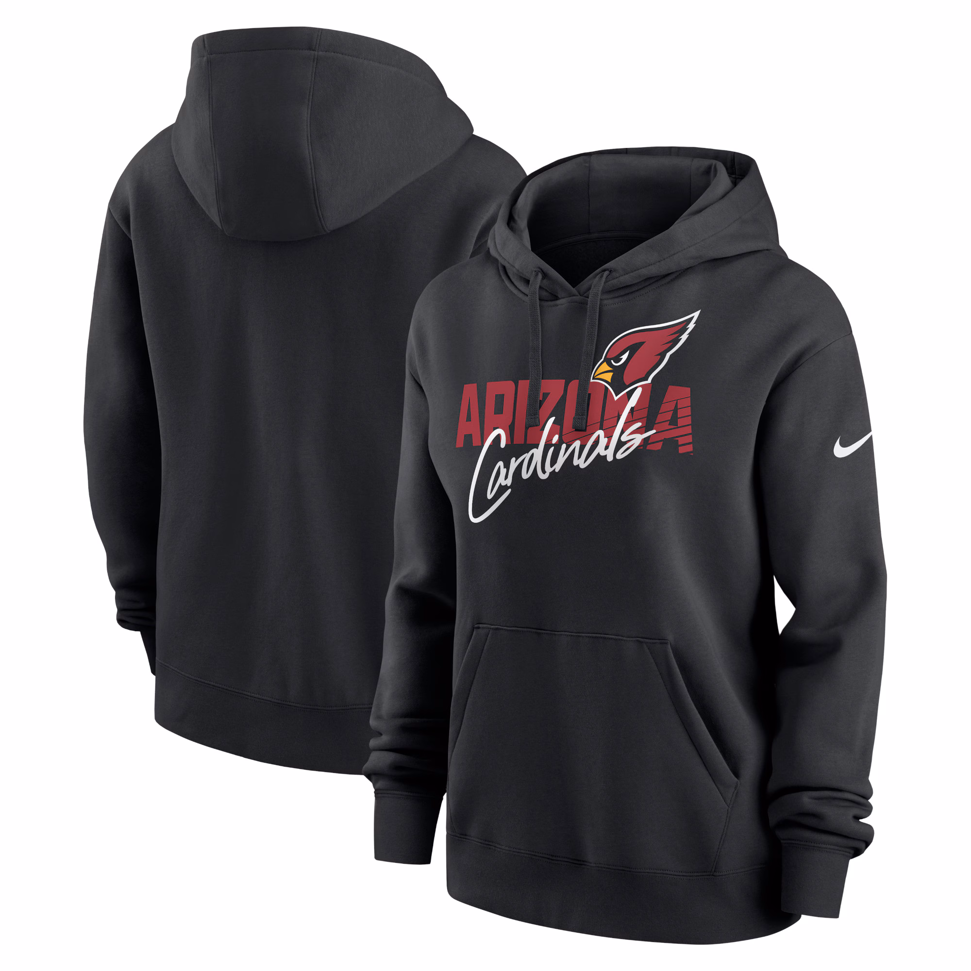 Arizona Cardinals Women's Wordmark Club Fleece Pullover Hoodie - Black