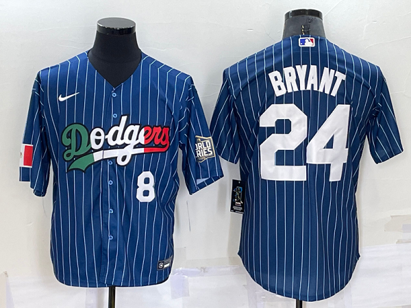Men's  Los Angeles Dodgers #24 Kobe Bryant Blue Mexico World Series Throwback Stitched Cool Base Jersey