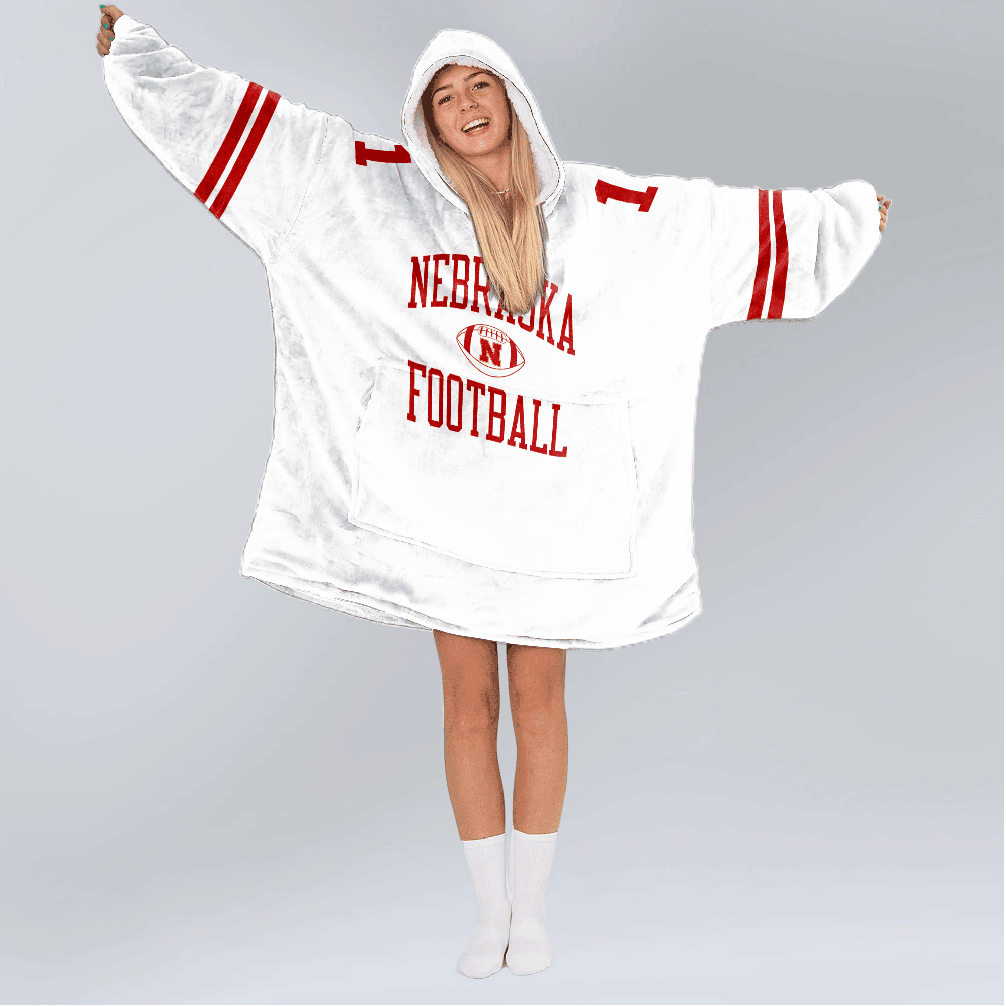Adult 1 Nebraska Football Unisex Blanket Hoodie