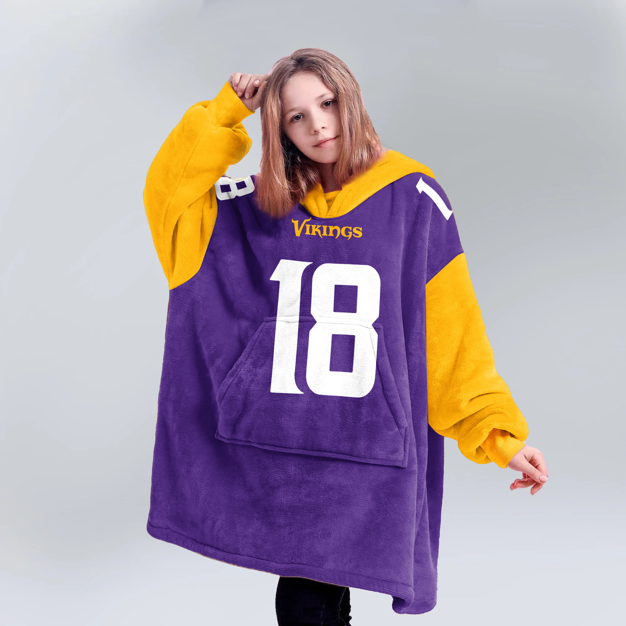 Adult JJ 18 Minnesota Football Unisex Blanket Hoodie