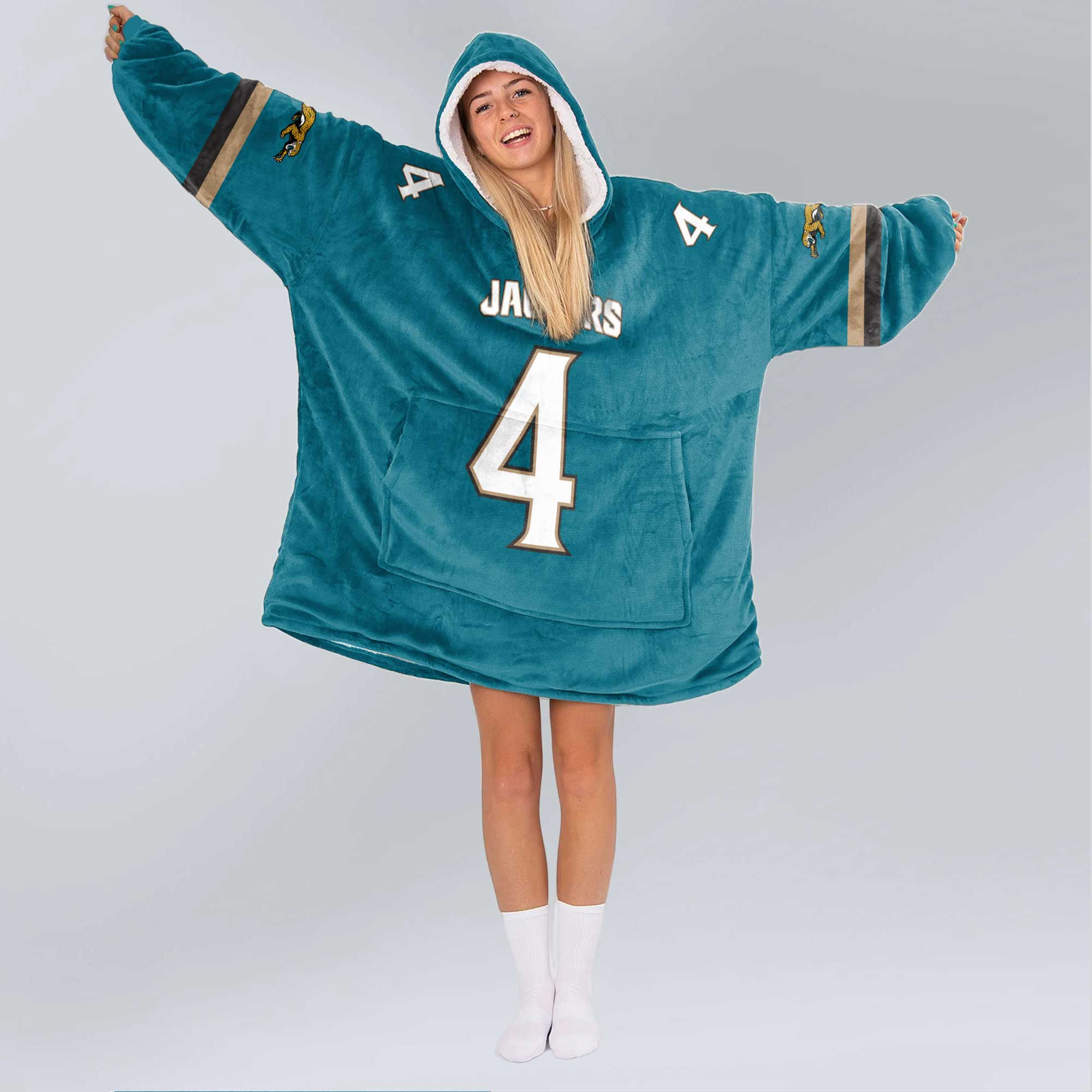 Adult 4 Jacksonville Football Unisex Blanket Hoodie