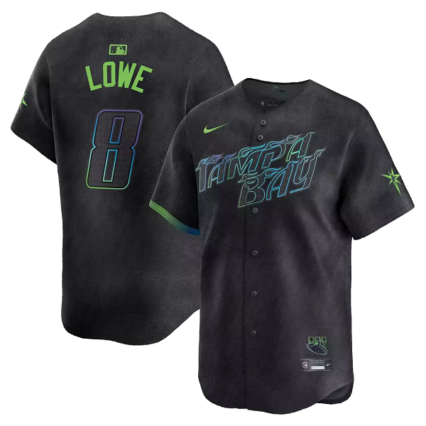 Men's Tampa Bay Rays #8 Brandon Lowe  Charcoal 2024 City Connect Limited MLB Jersey