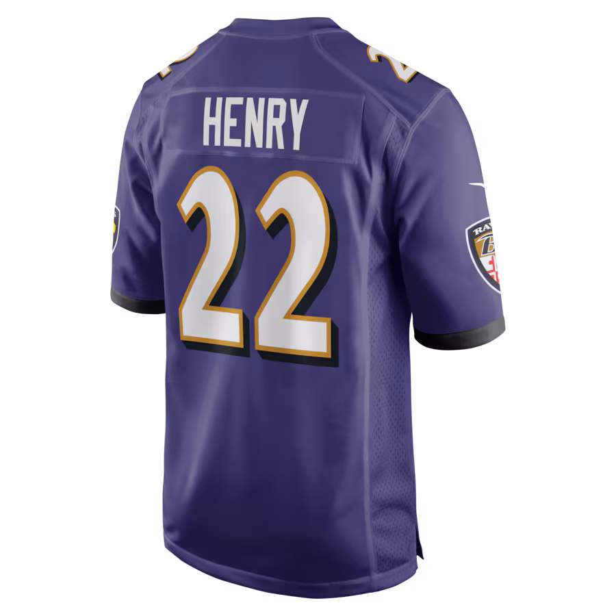 Men's Derrick Henry #22 Purple Baltimore Ravens Game Player Jersey