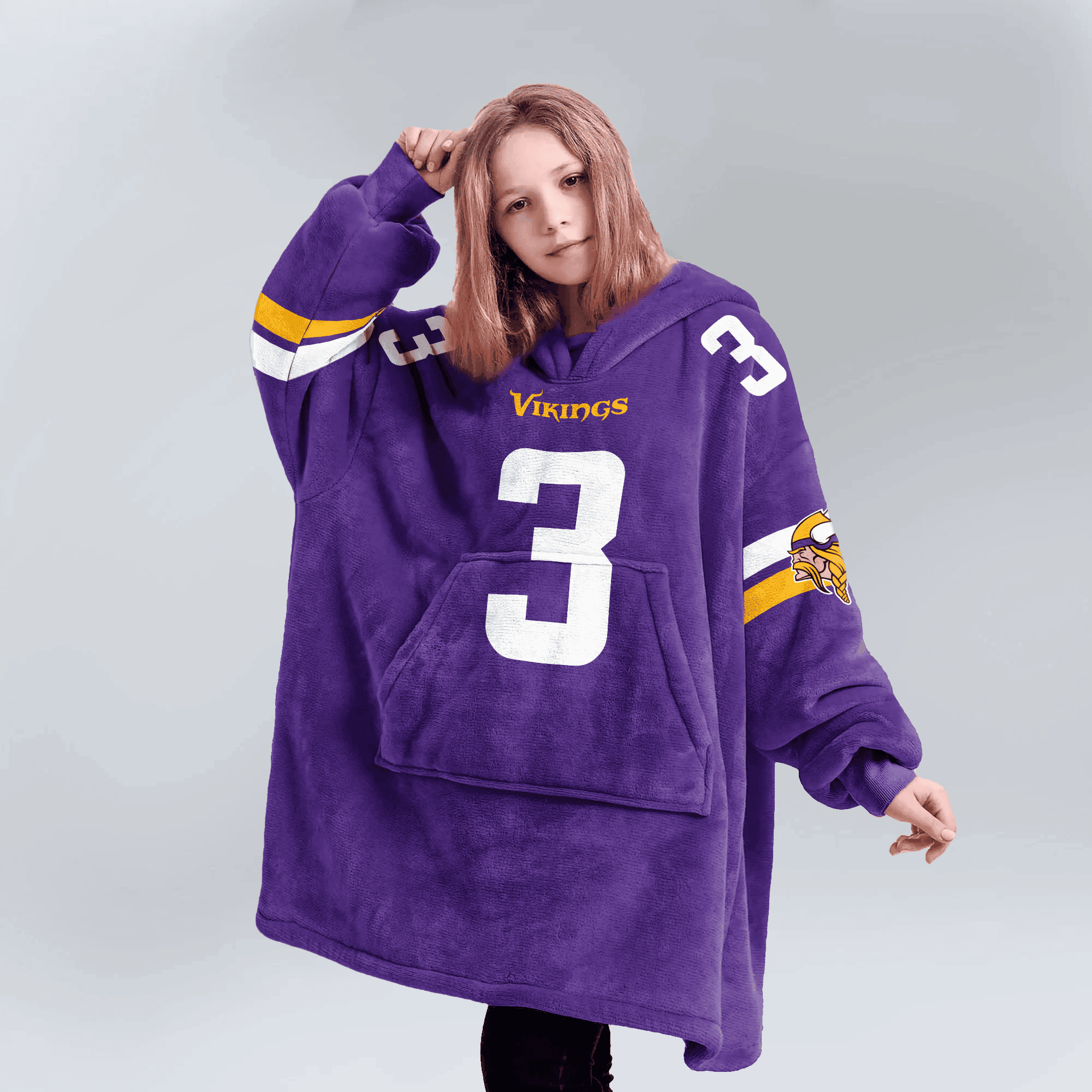 Adult 3 Minnesota Football Unisex Blanket Hoodie