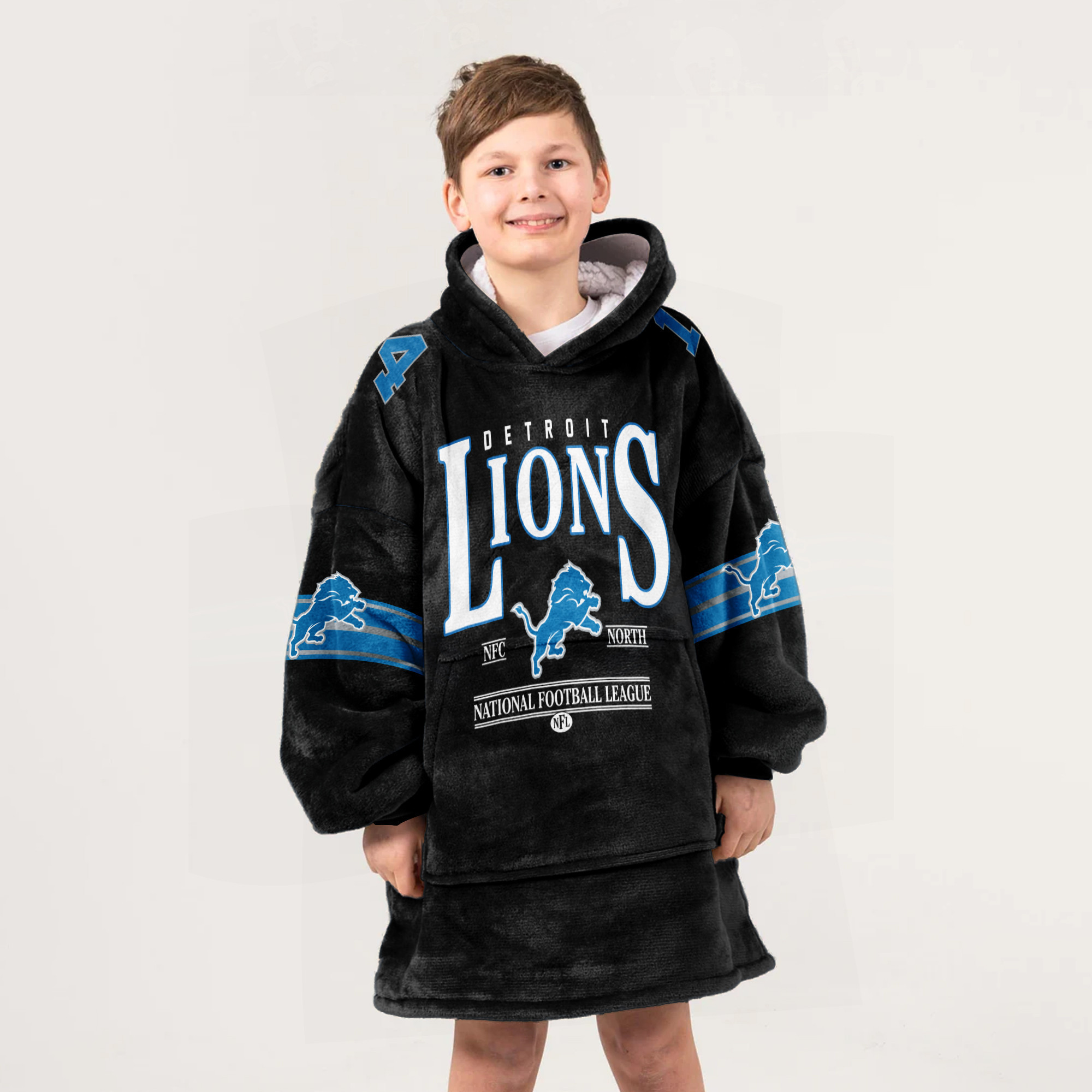 Adult 14 Detroit Lions Football Unisex Blanket Hoodie