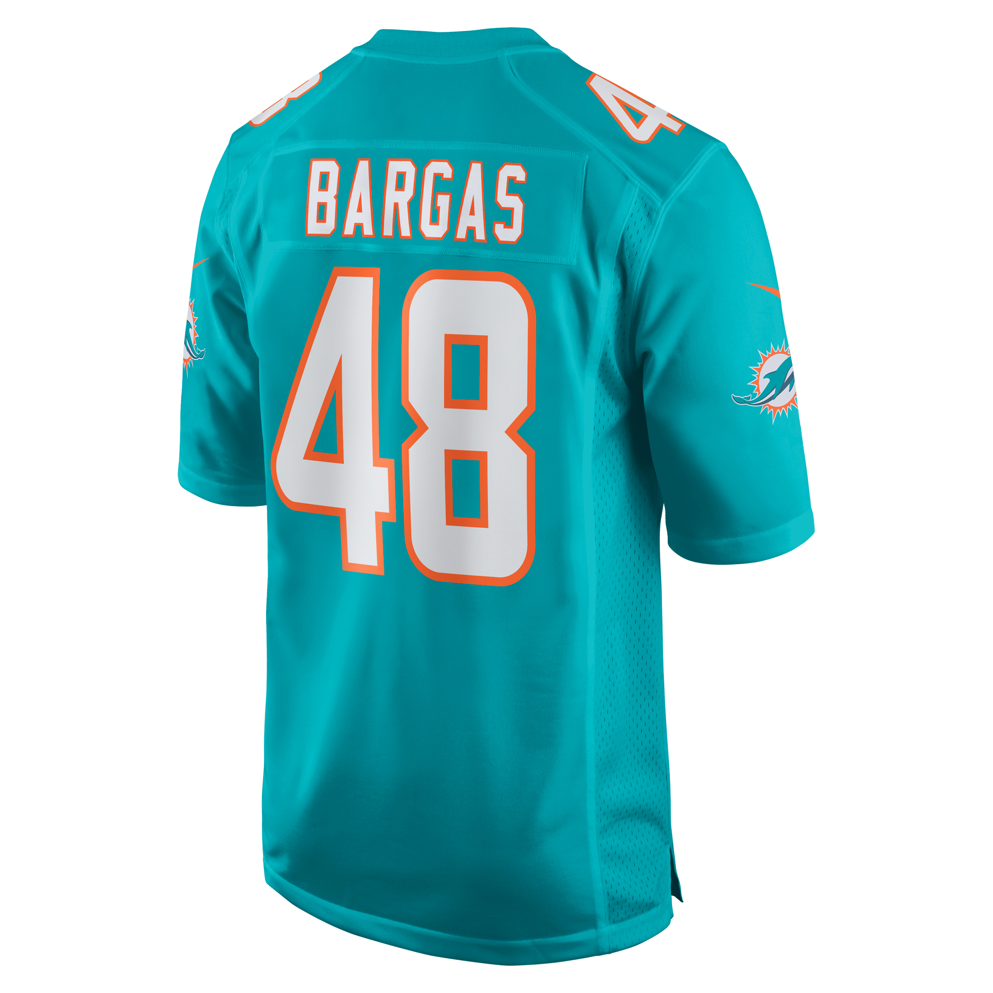 Jake Bargas Miami Dolphins Home Game Player Jersey - Aqua