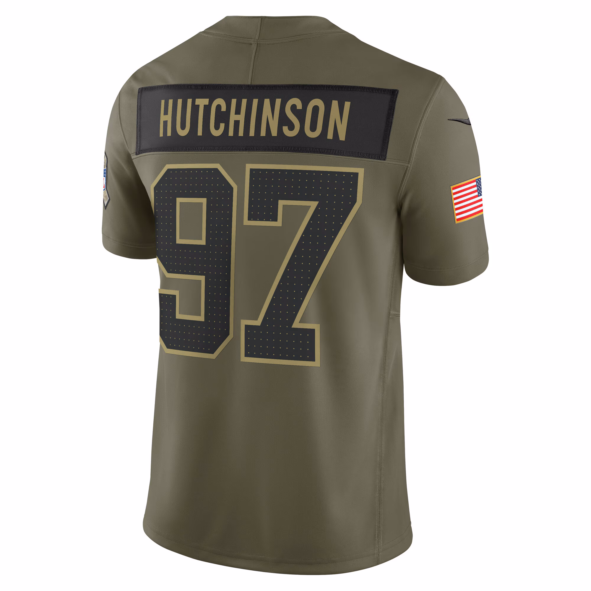 Men's Detroit Lions Aidan Hutchinson Olive 2025 Salute to Service Limited Jersey