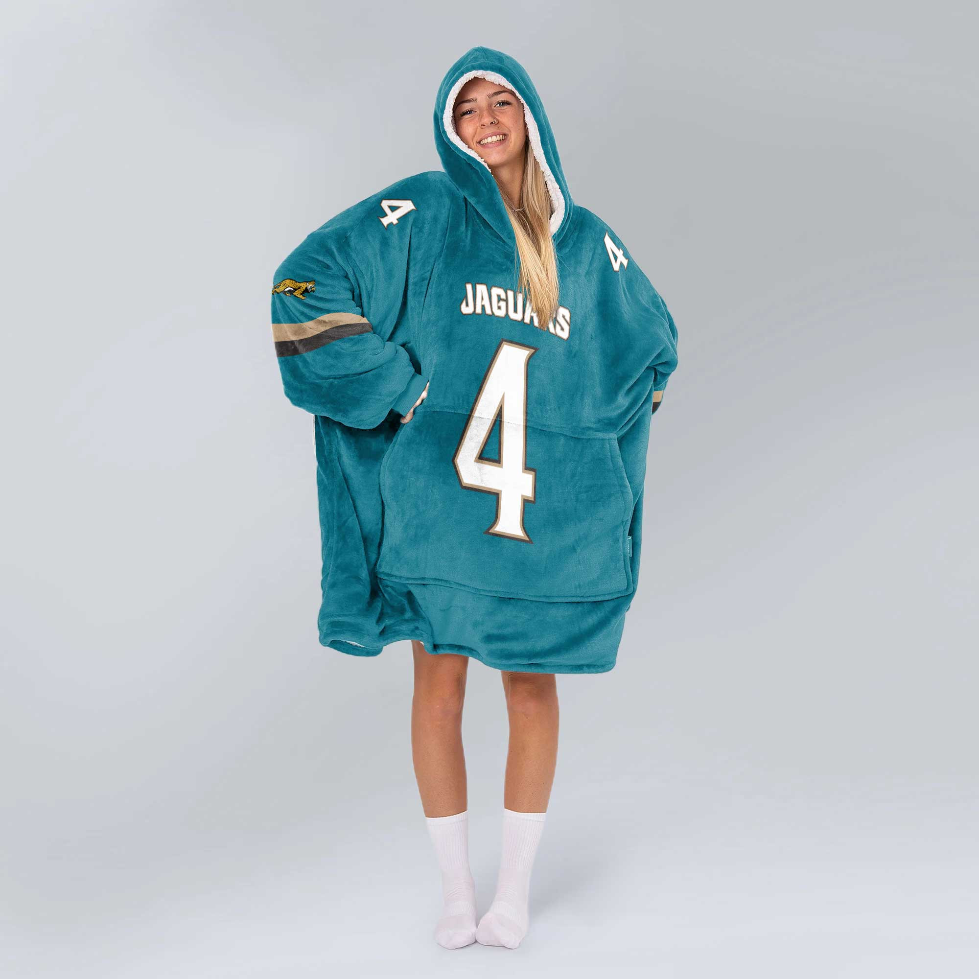 Adult 4 Jacksonville Football Unisex Blanket Hoodie