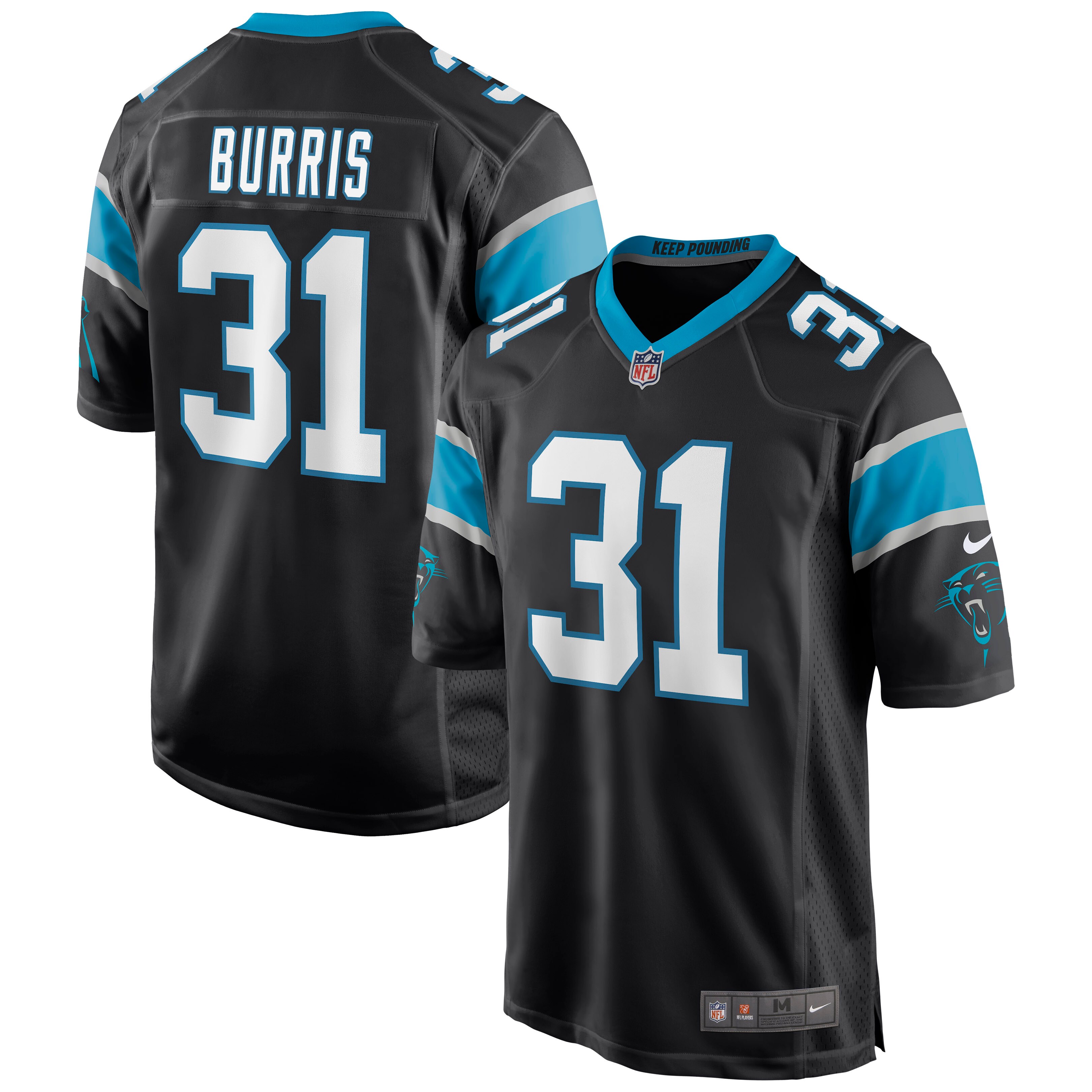 Juston Burris Carolina Panthers  Game Jersey - Black