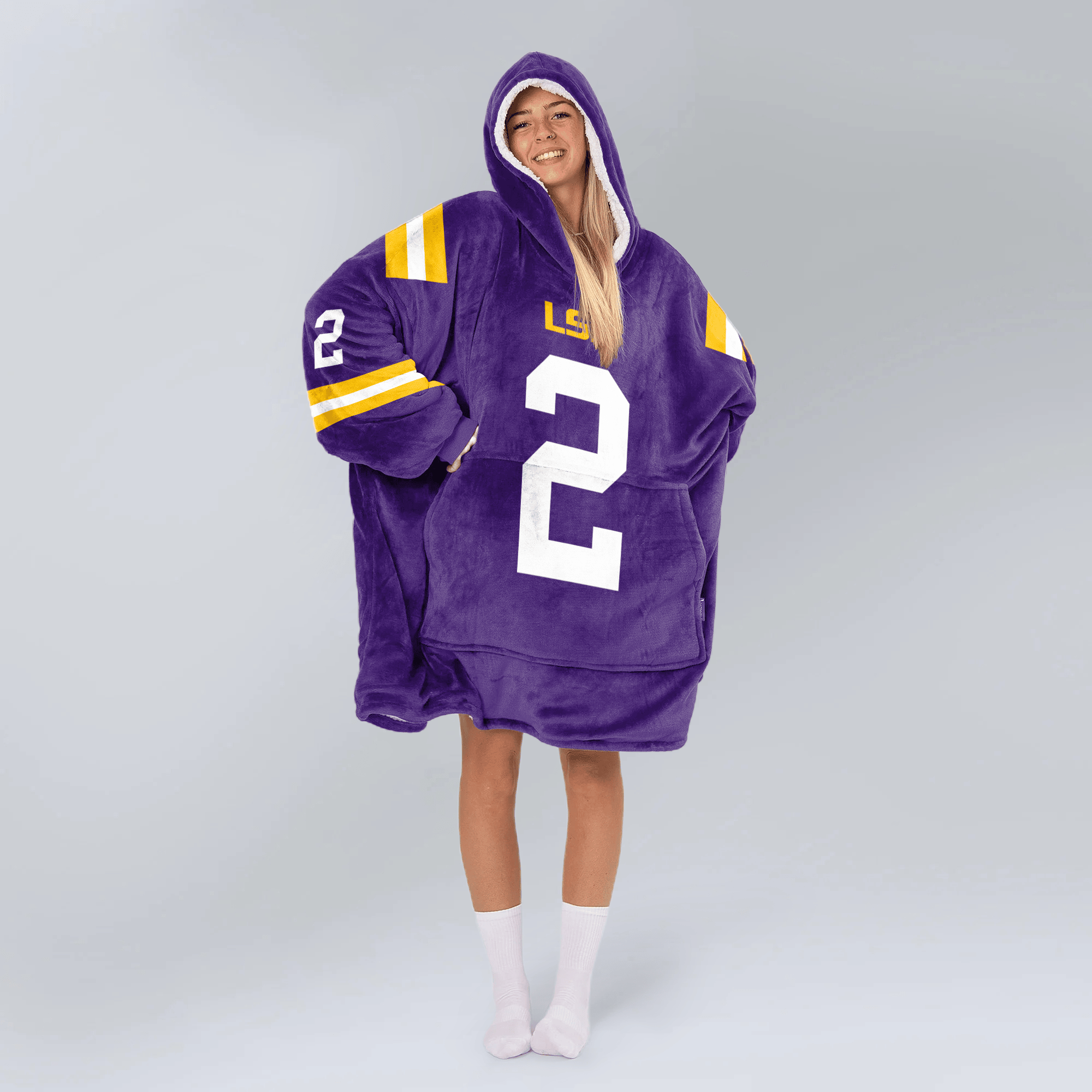 Adult J.J 2 LSU Football Unisex Blanket Hoodie