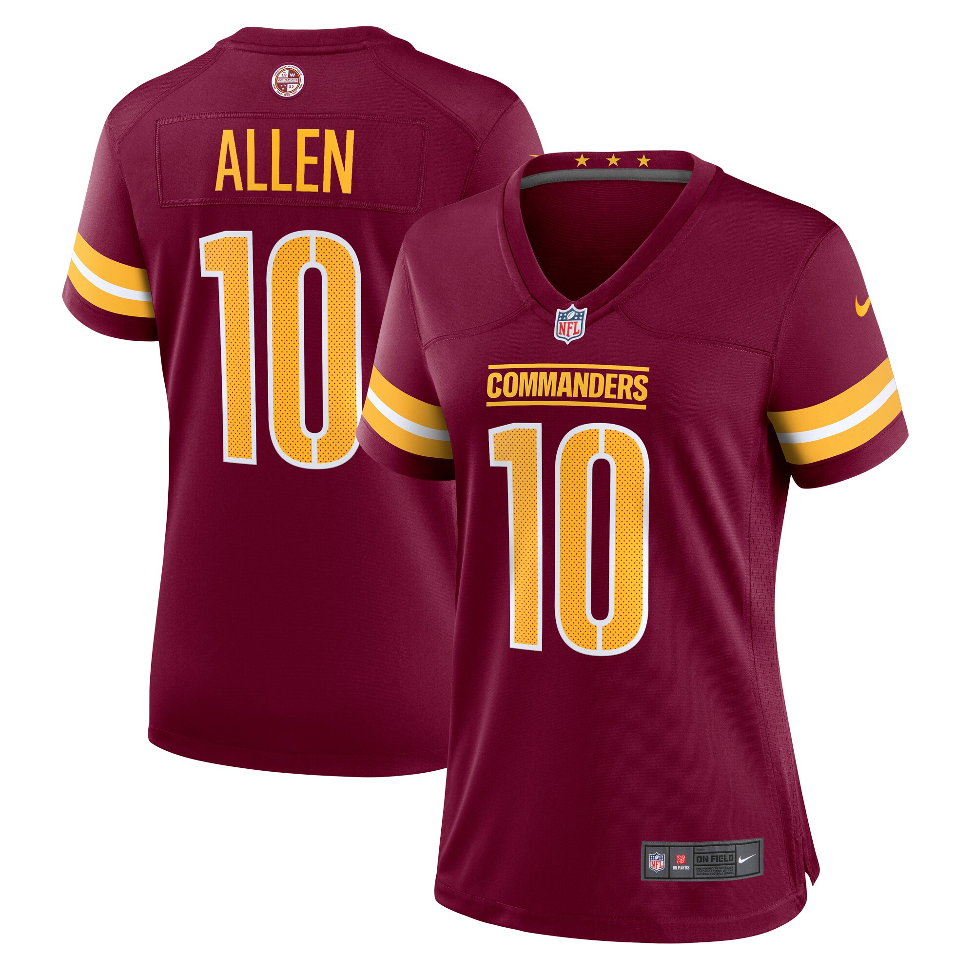 Kazmeir Allen Washington Commanders  Women's Team Game Jersey - Burgundy