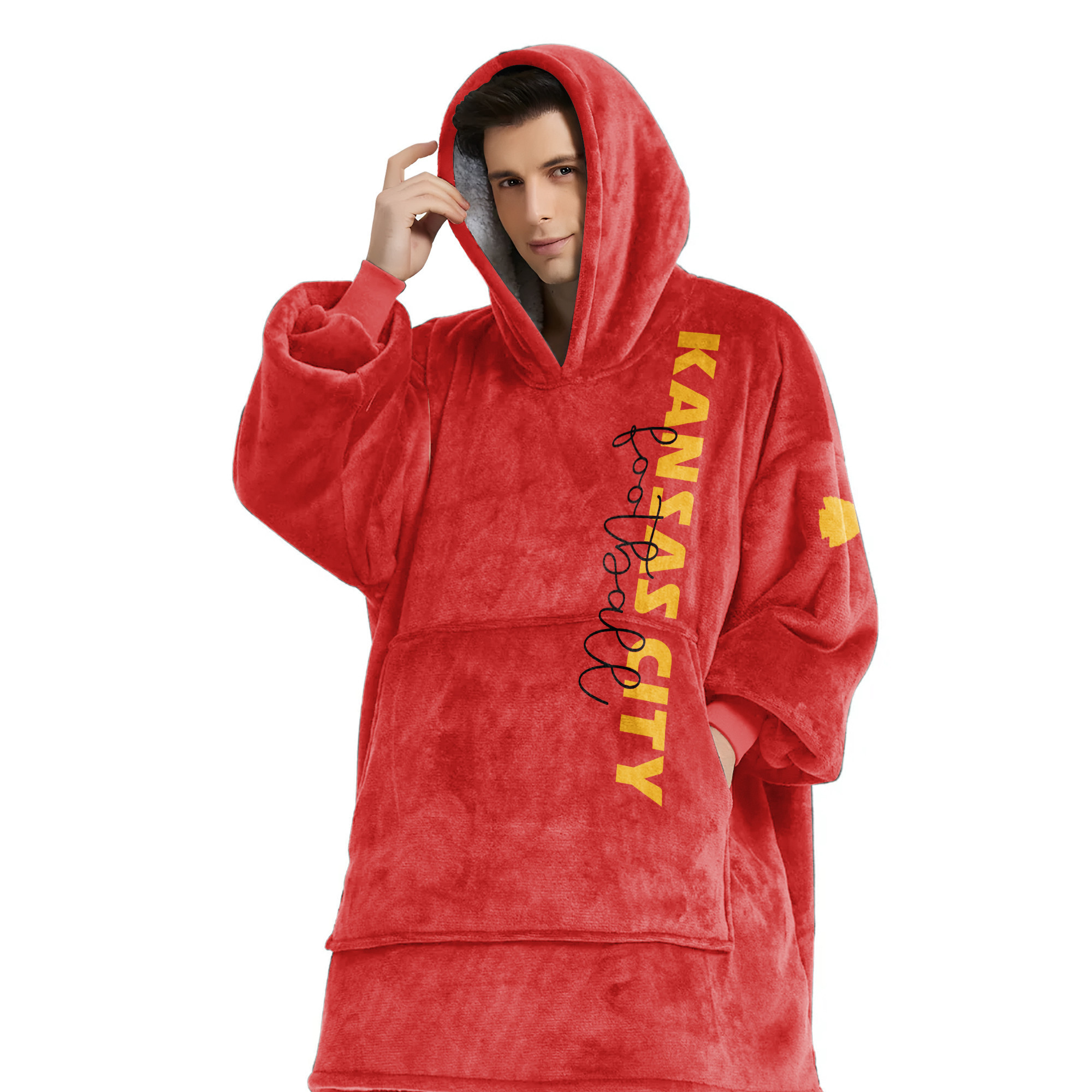 Adult 3 Peat Kansas City Football Unisex Blanket Hoodie