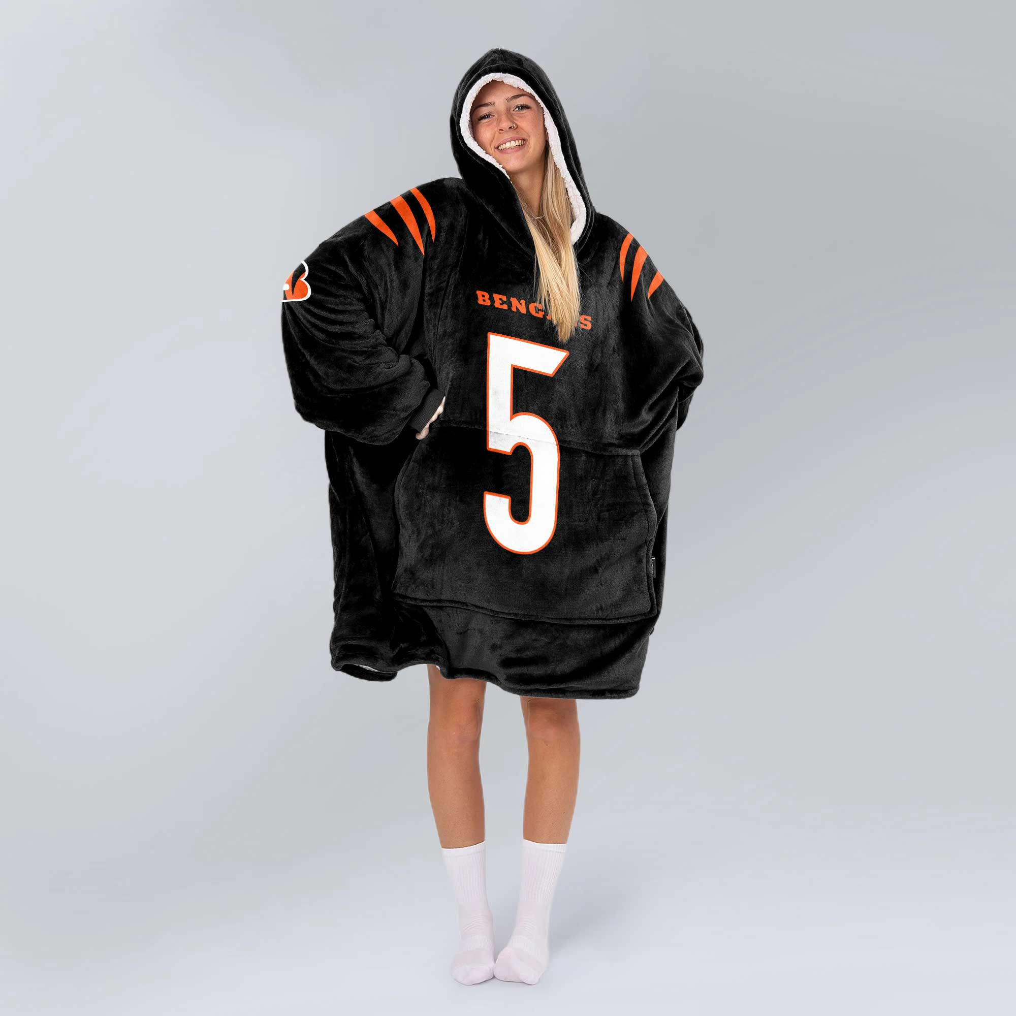Adult 5 Cincinnati Football Unisex Blanket Hoodie