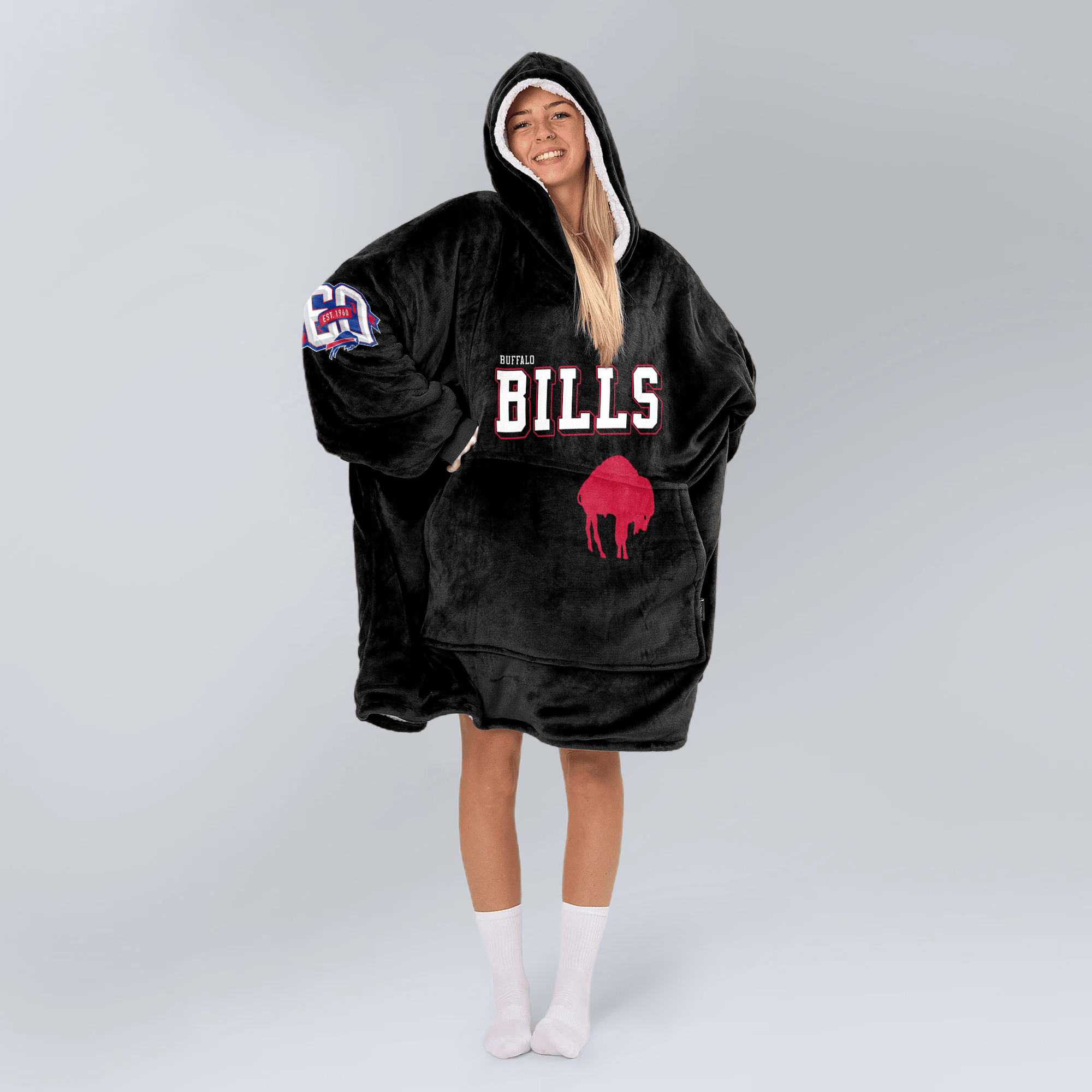 Adult Buffalo Football Unisex Blanket Hoodie