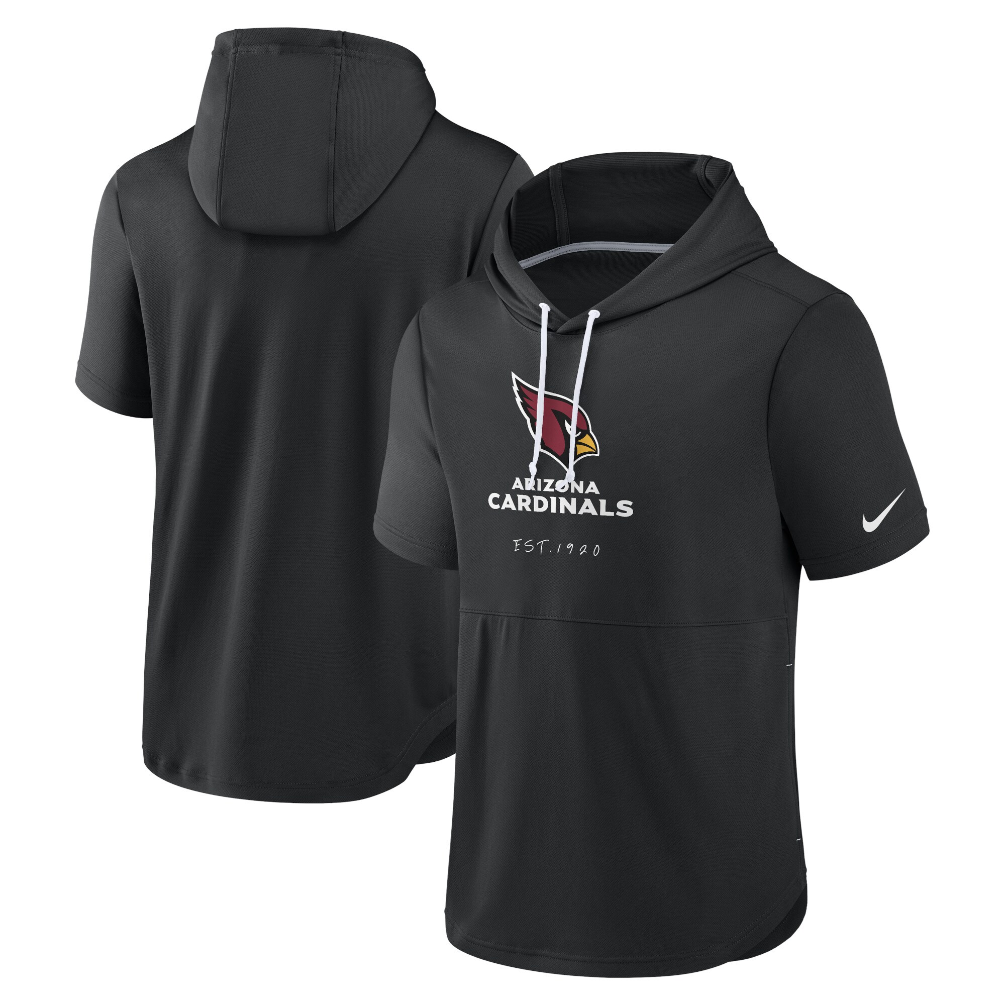 Arizona Cardinals Short Sleeve Pullover Hoodie - Black