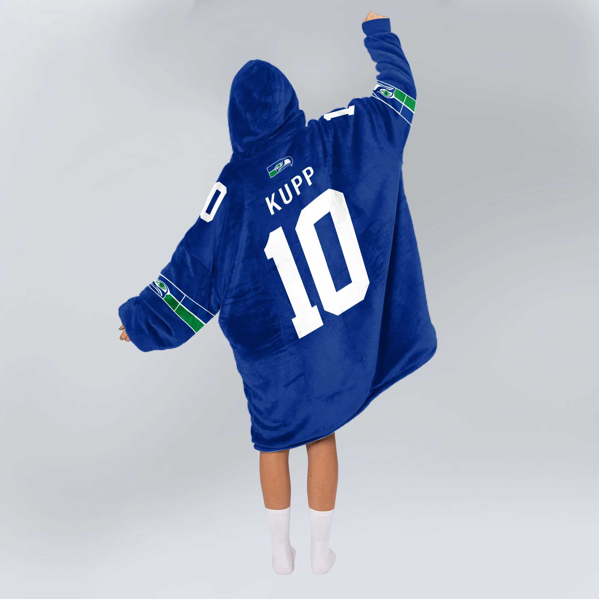 Adult 10 Seattle Football Unisex Blanket Hoodie
