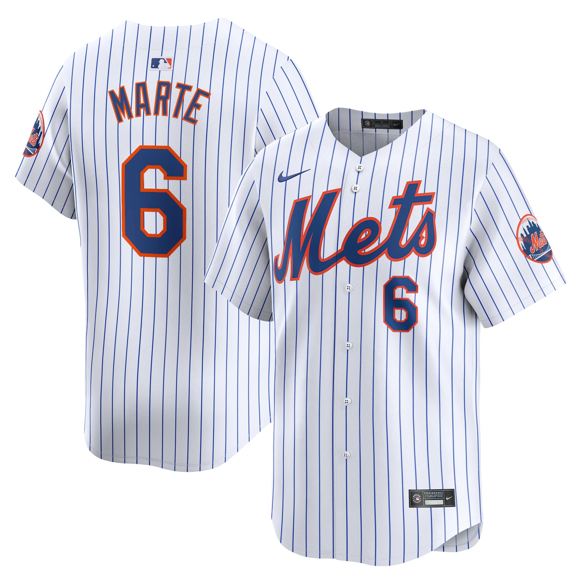 Men's New York Mets Starling Marte  White Home Limited Player Jersey