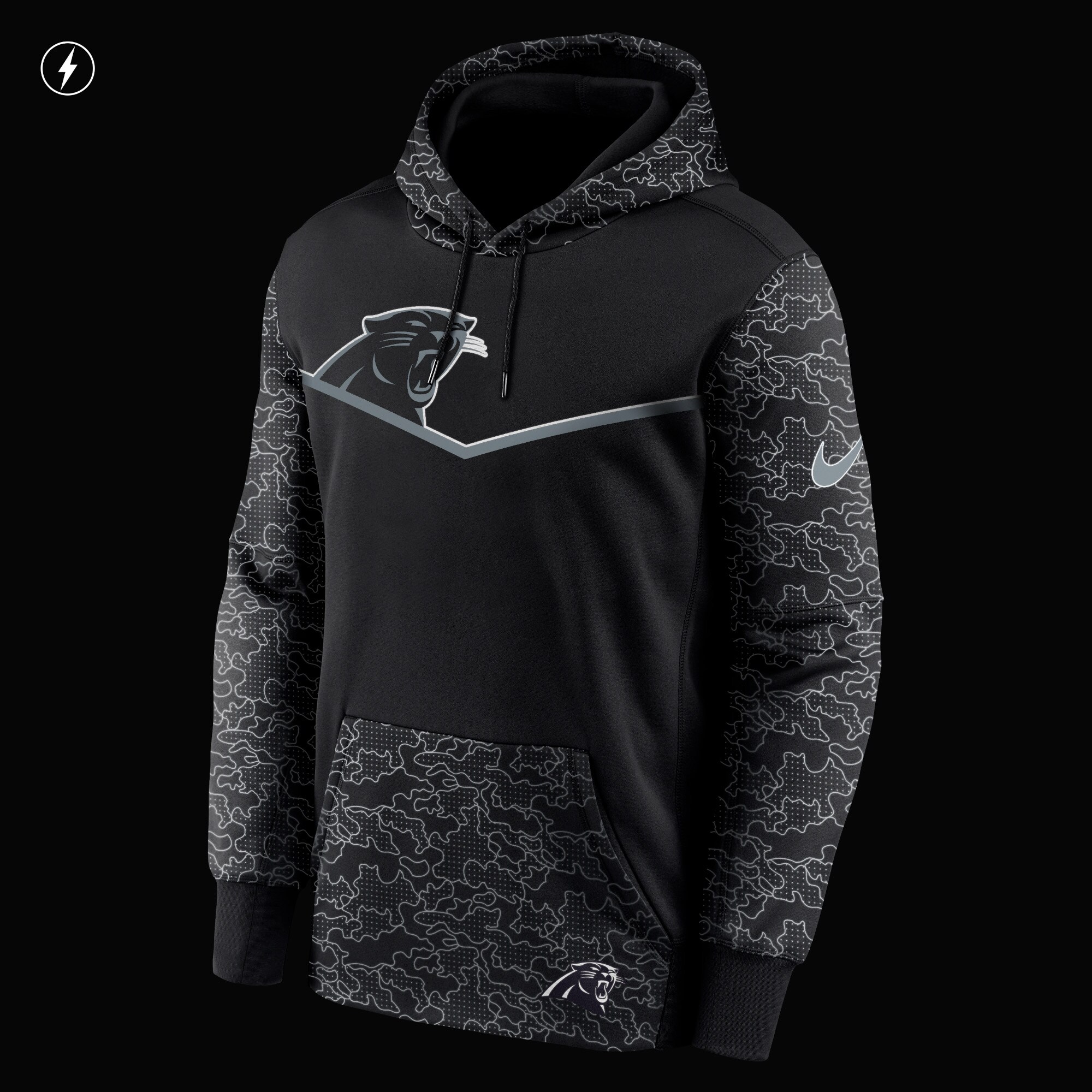 Carolina Panthers RFLCTV Chevron Pullover Hoodie - Black