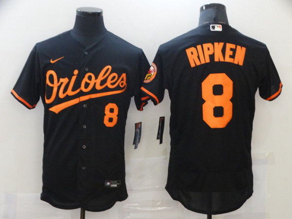 Men's Baltimore Orioles #8 Cal Ripken Jr. Black Stitched MLB Flex Base  Jersey