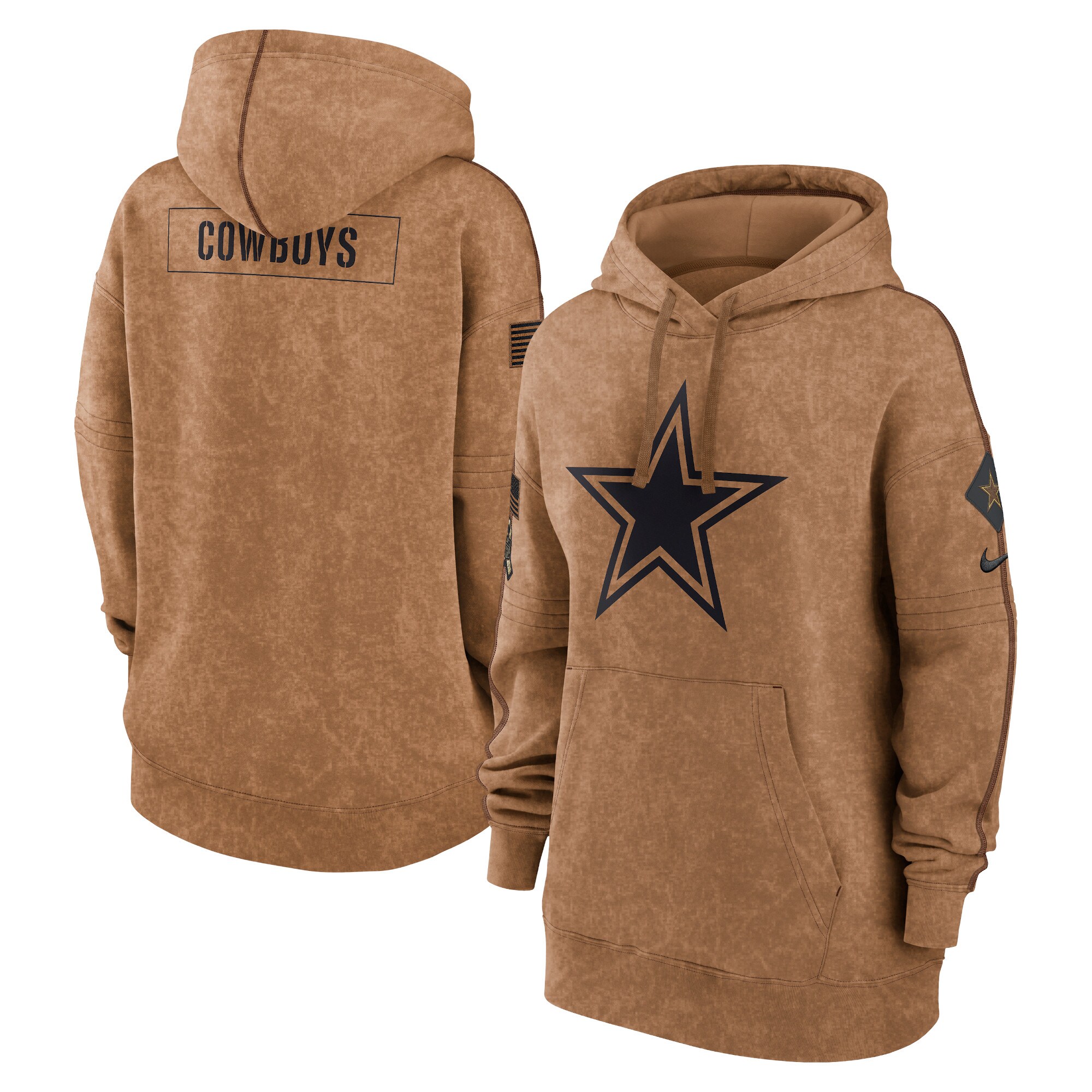 Dallas Cowboys  Women's 2023 Salute to Service Pullover Hoodie - Brown