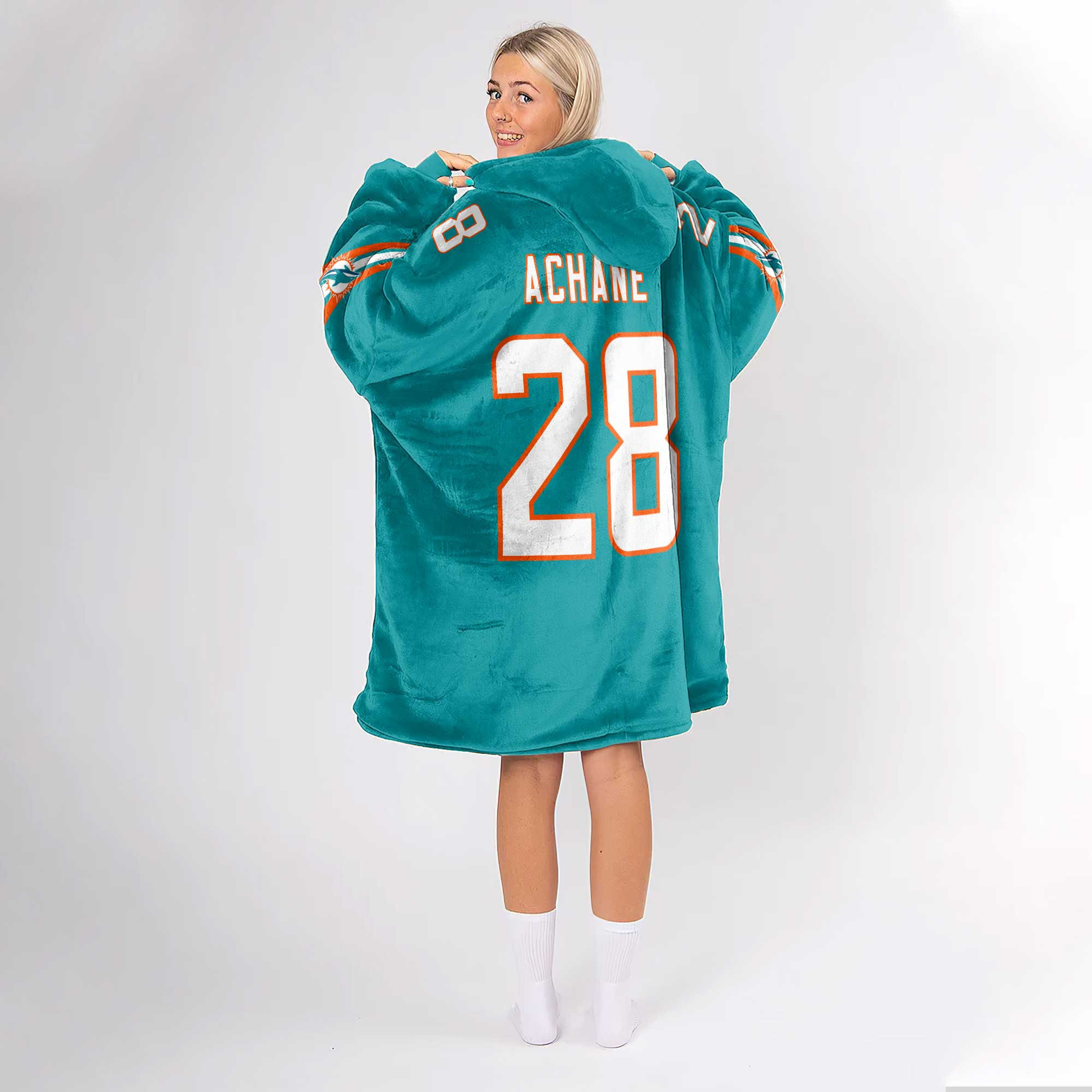 Adult 28 Miami Football Unisex Blanket Hoodie