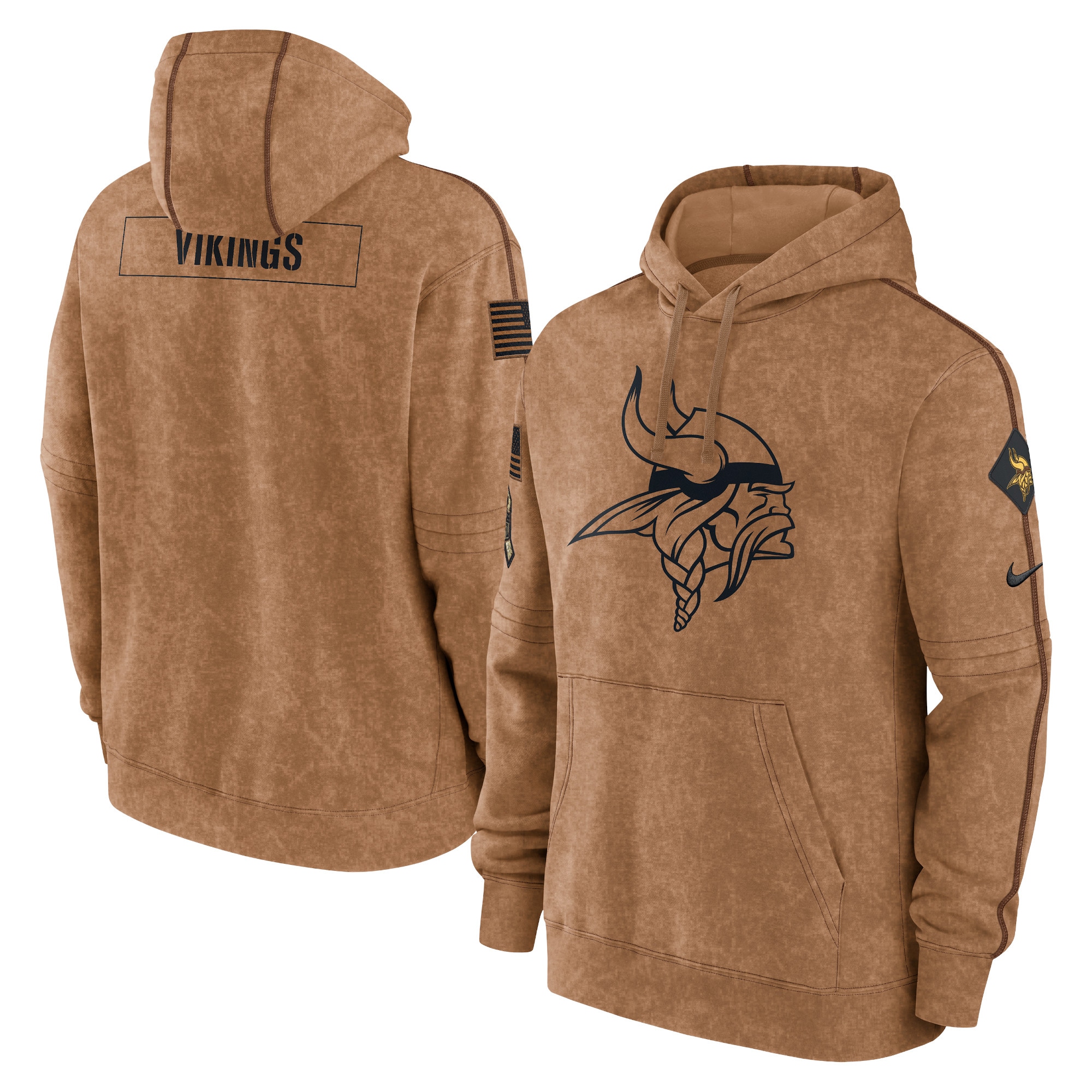 Minnesota Vikings  2023 Salute To Service Club Pullover Hoodie - Brown