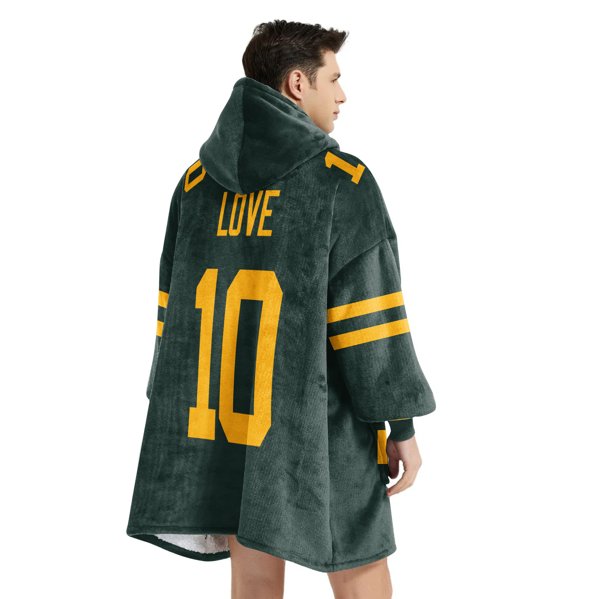 Adult J.L. 10 Green Bay Football Unisex Blanket Hoodie