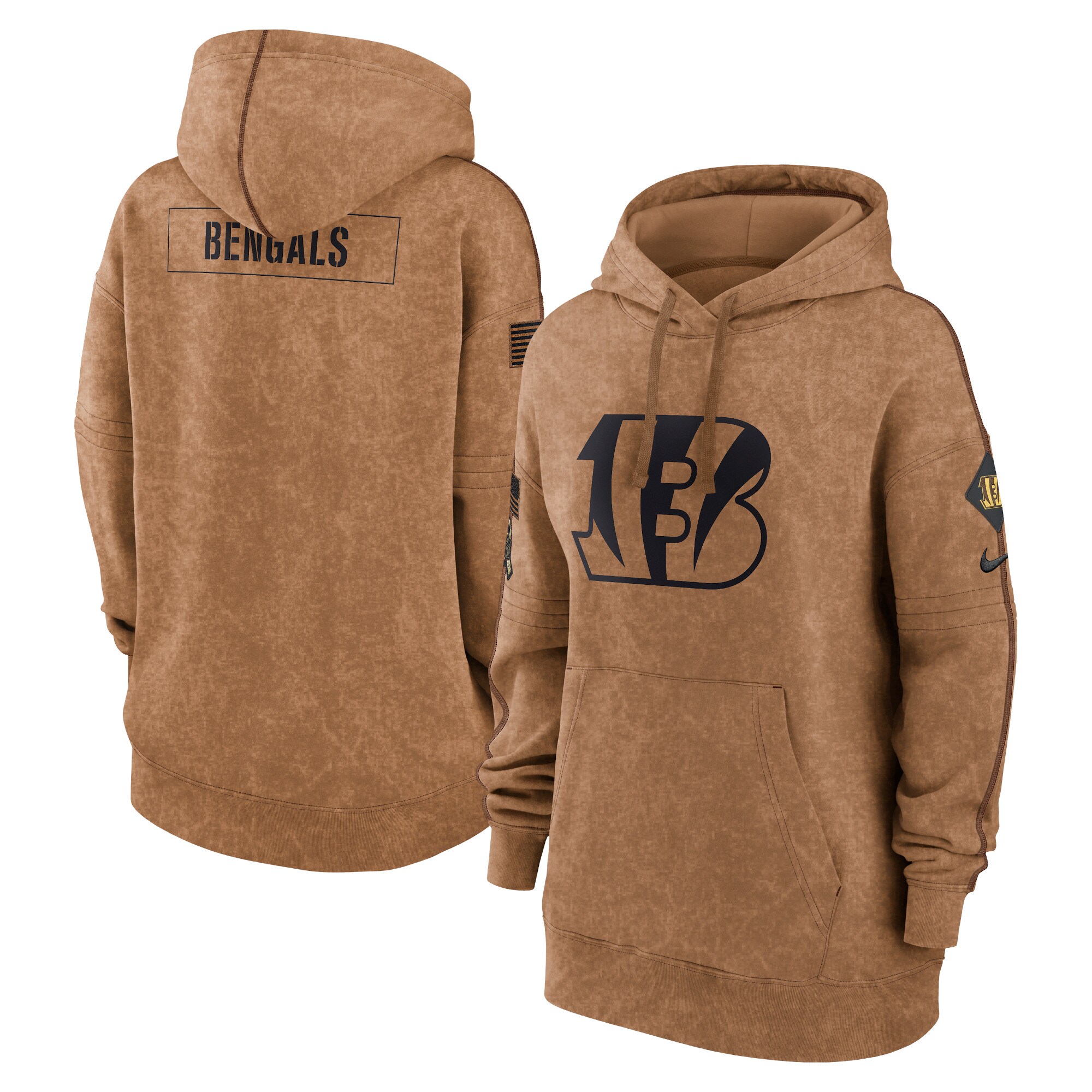 Cincinnati Bengals  Women's 2023 Salute to Service Pullover Hoodie - Brown