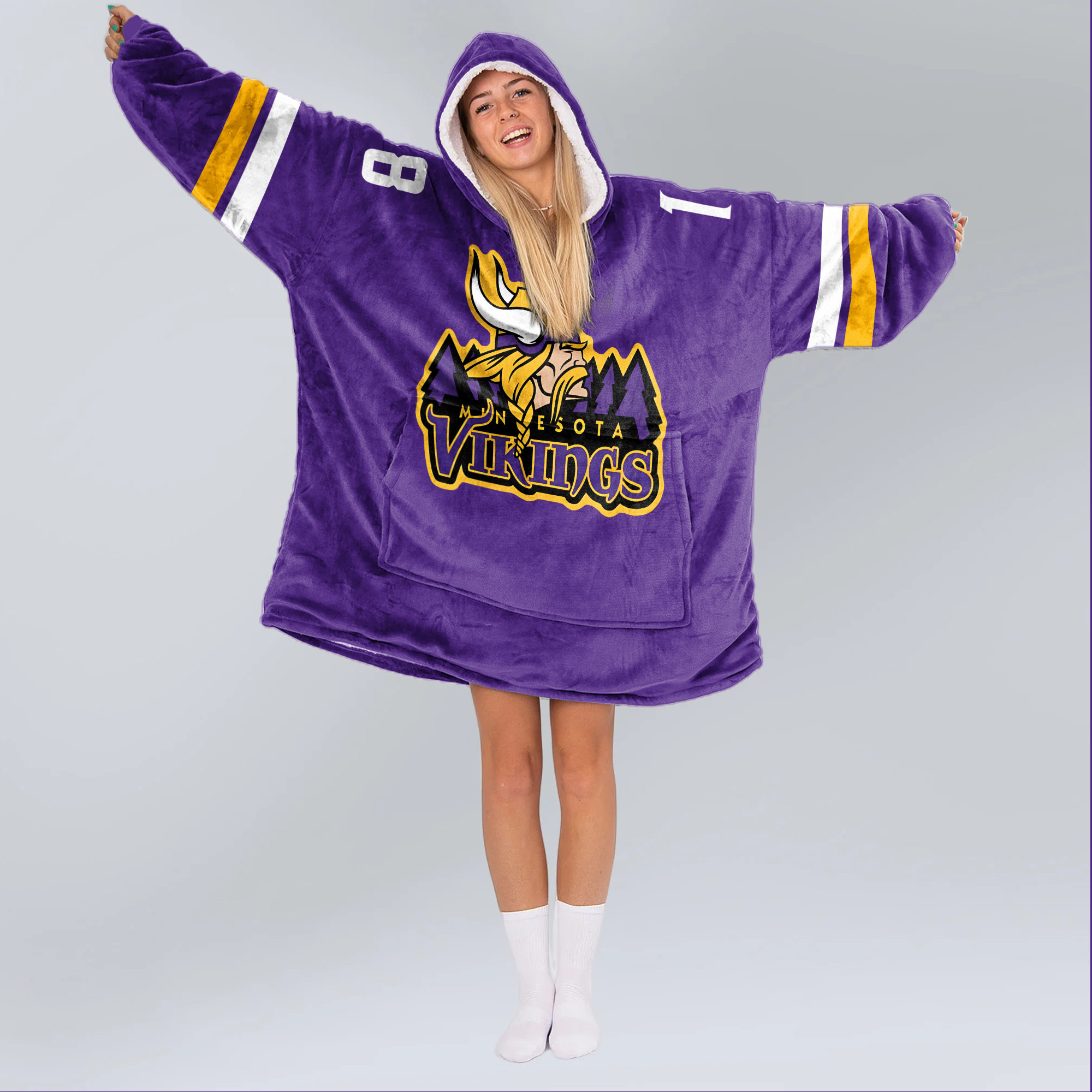 Adult 18 Minnesota Football Unisex Blanket Hoodie