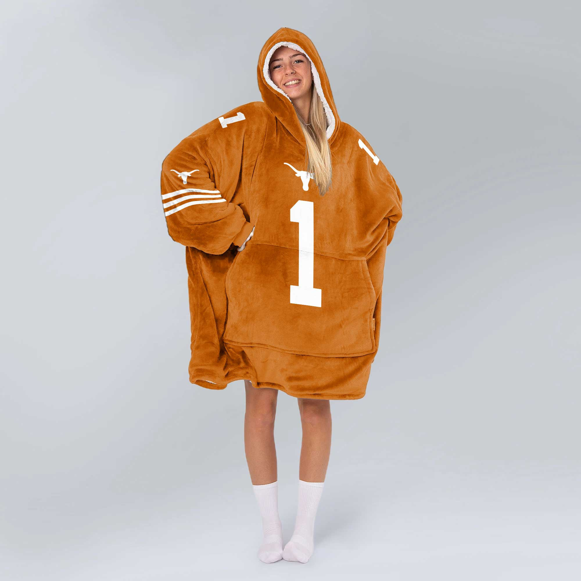 Adult #1 Texas Longhorns Football Unisex Blanket Hoodie