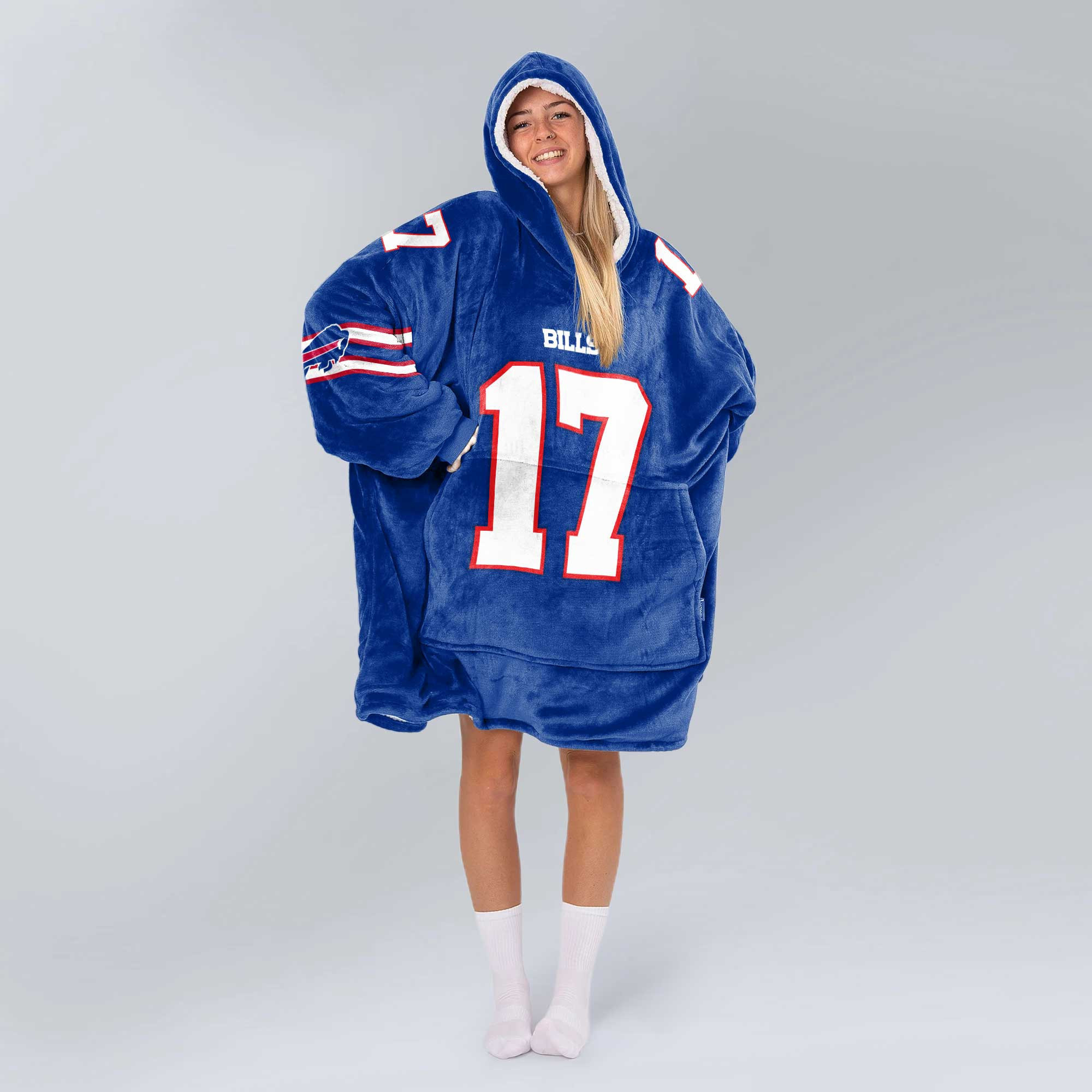 Adult J.A 17 Bills Football Unisex Blanket Hoodie