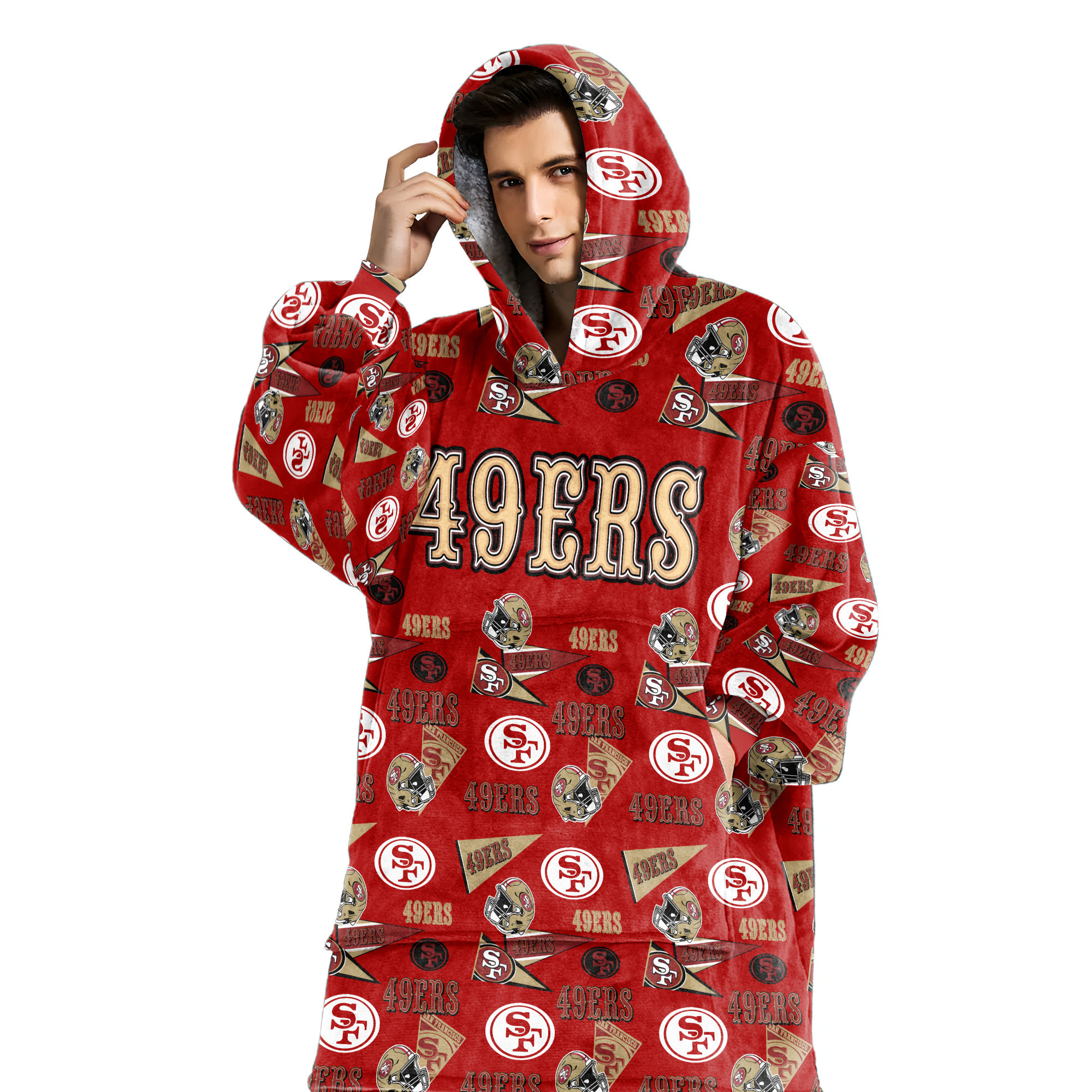 Adult San Francisco 49ers Football Unisex Blanket Hoodie