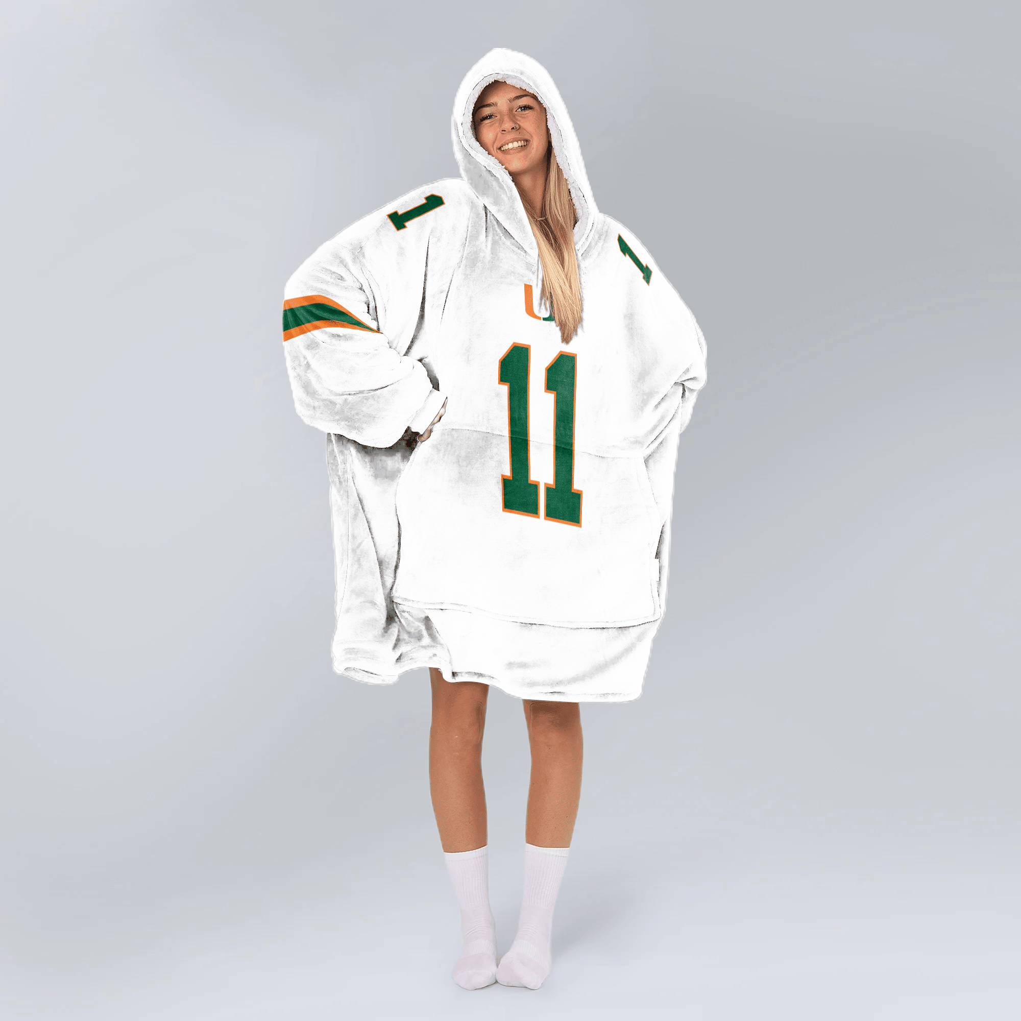 Adult C.B 11 Miami Football Unisex Blanket Hoodie