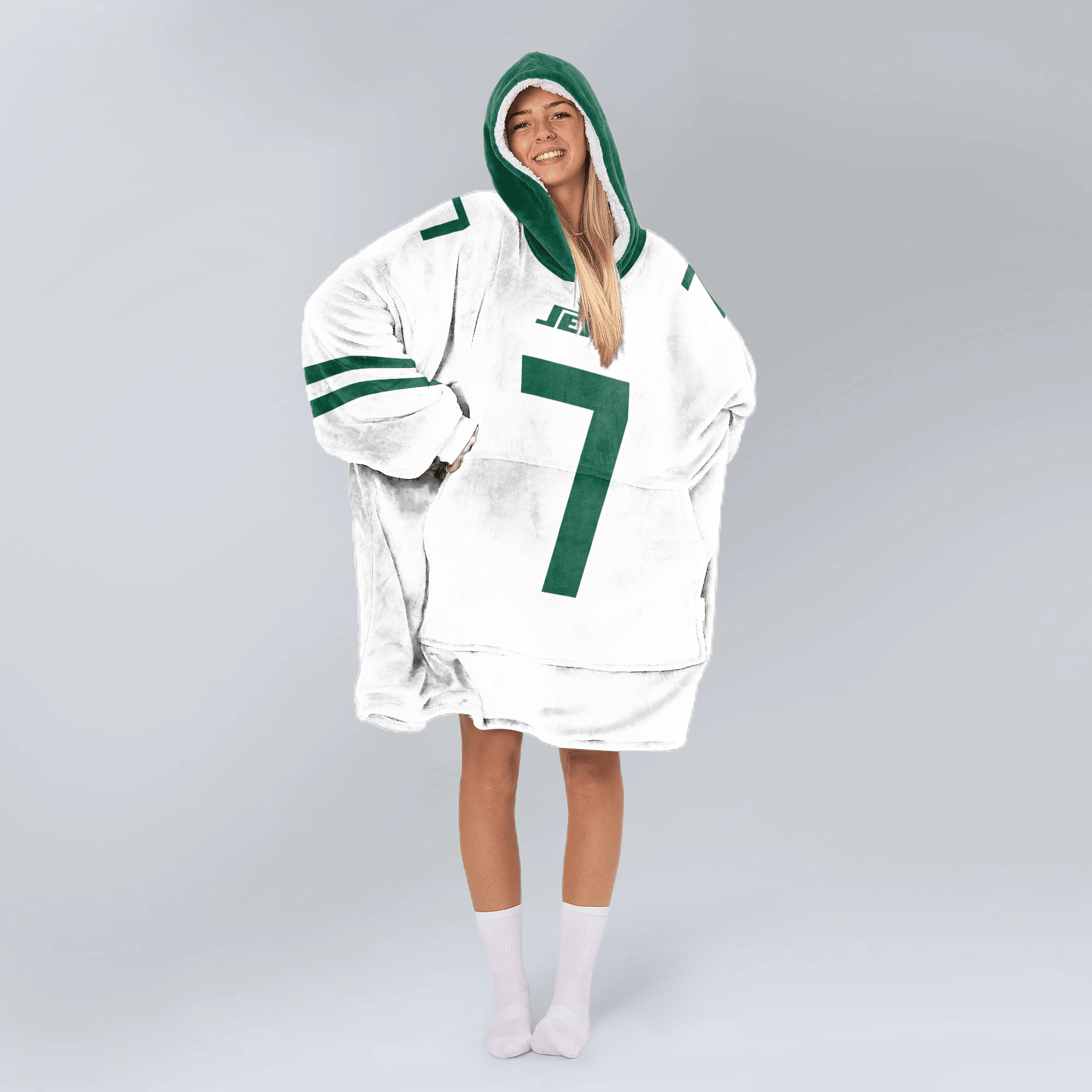 Adult J.F 7 New York J Football Unisex Blanket Hoodie