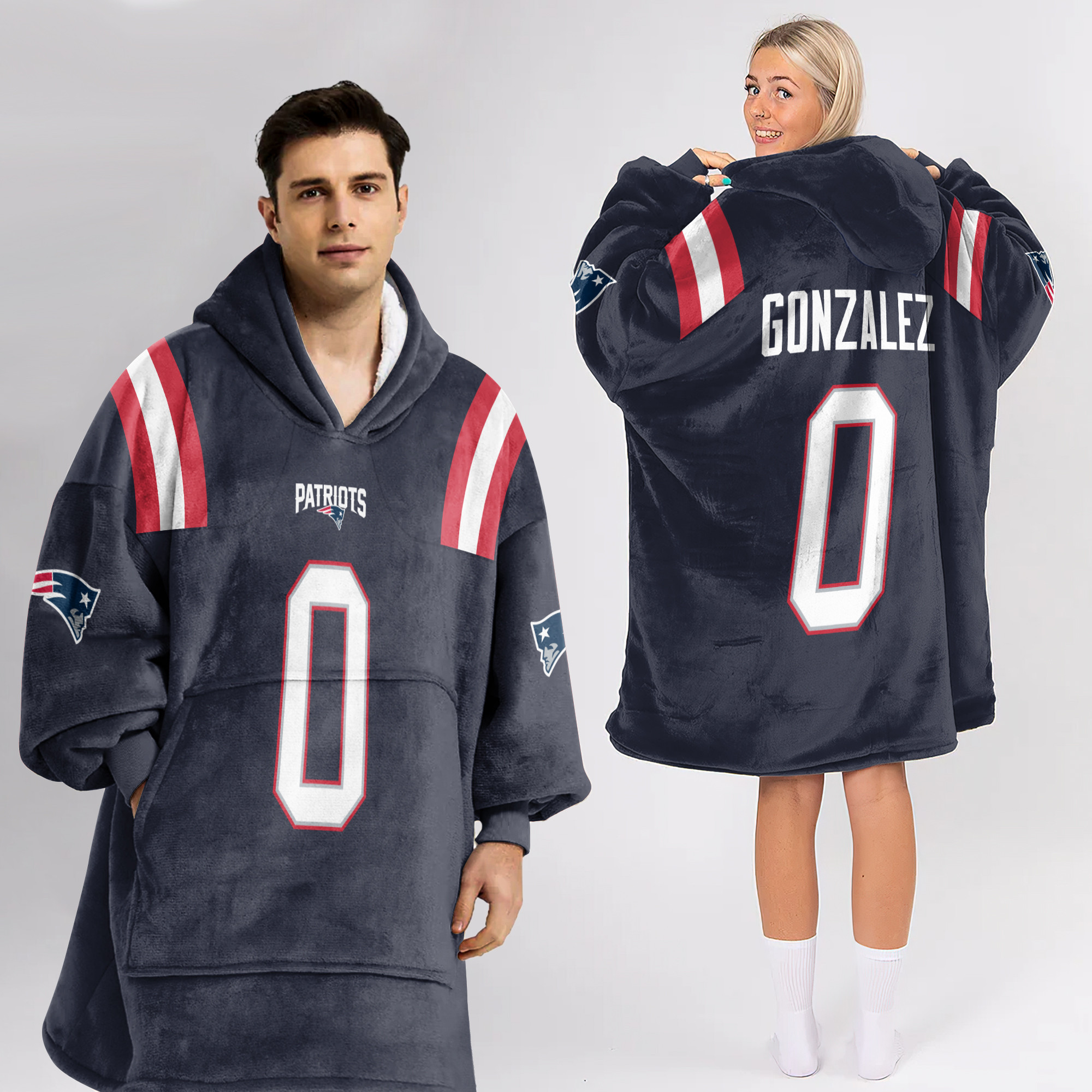 Adult CG 0 New England Football Unisex Blanket Hoodie