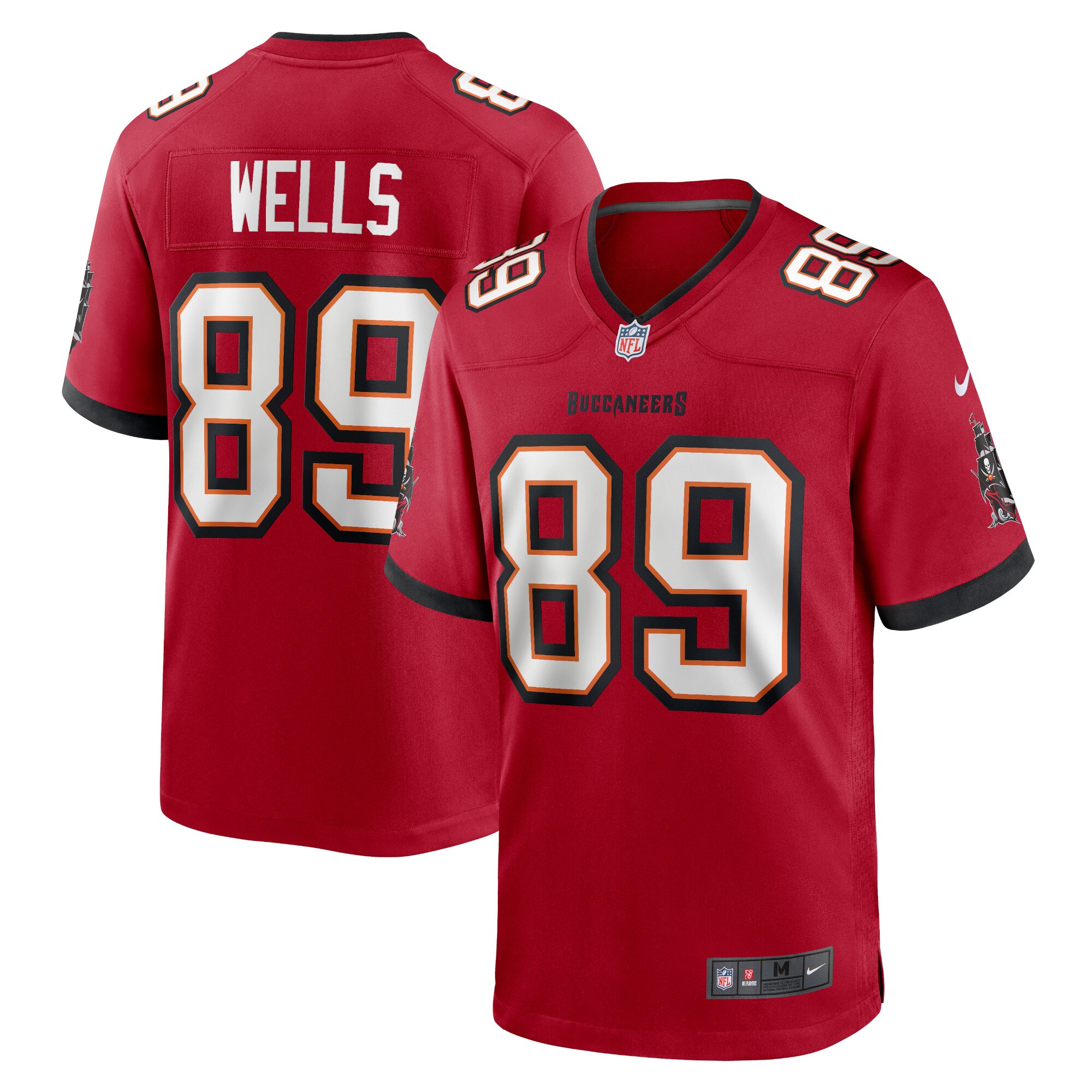 David Wells Tampa Bay Buccaneers  Home Game Player Jersey - Red