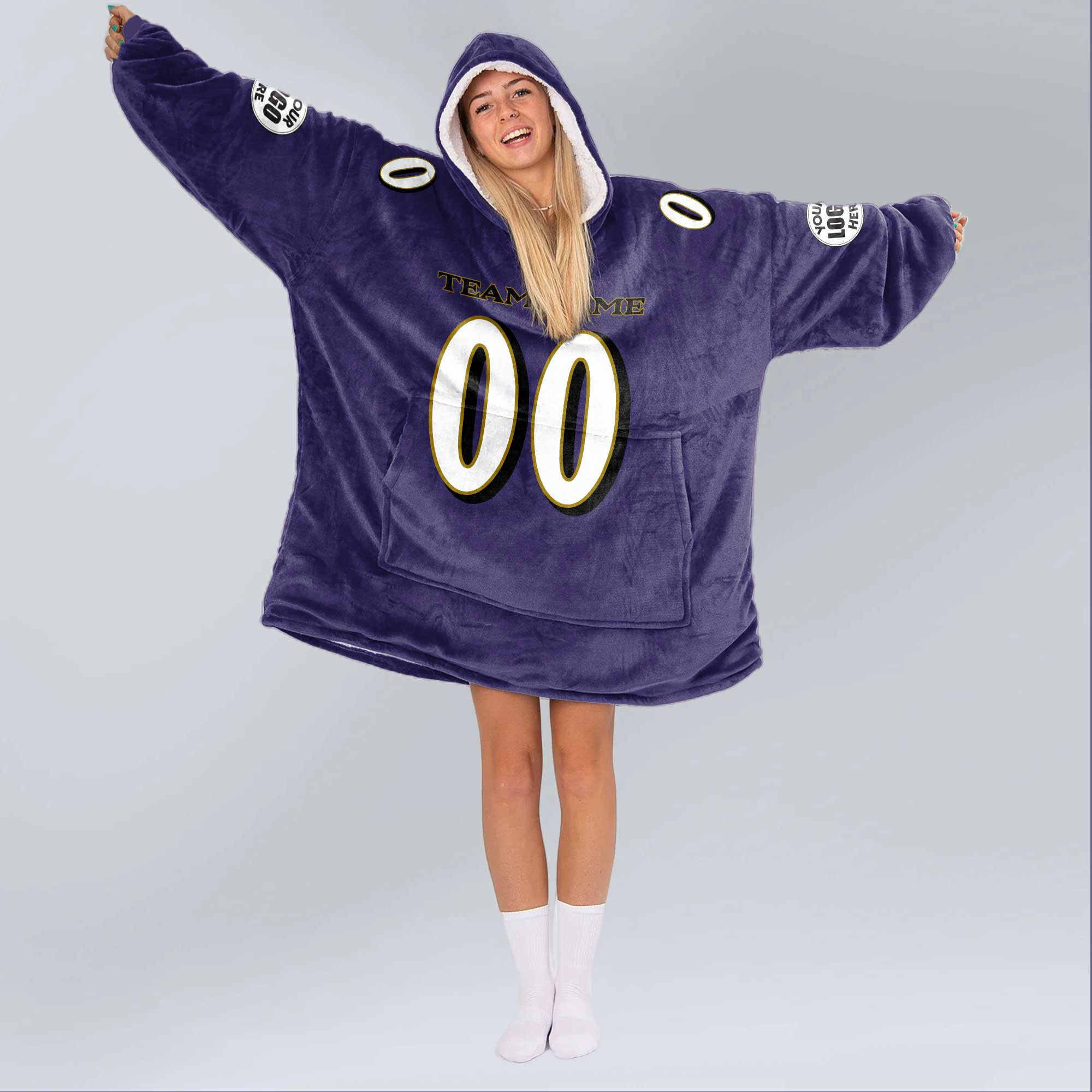 Adult Custom Blanket Hoodie Baltimore Inspired Color
