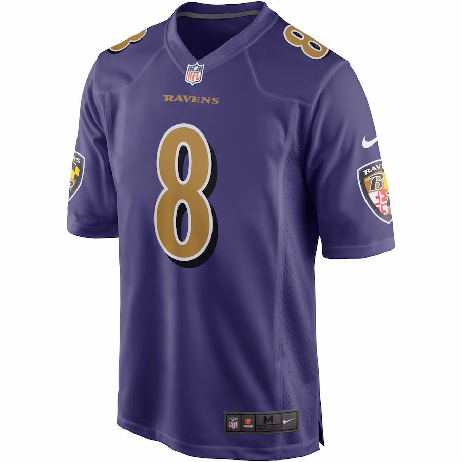 Men's Lamar Jackson #8 Purple Baltimore Ravens Alternate Game Jersey