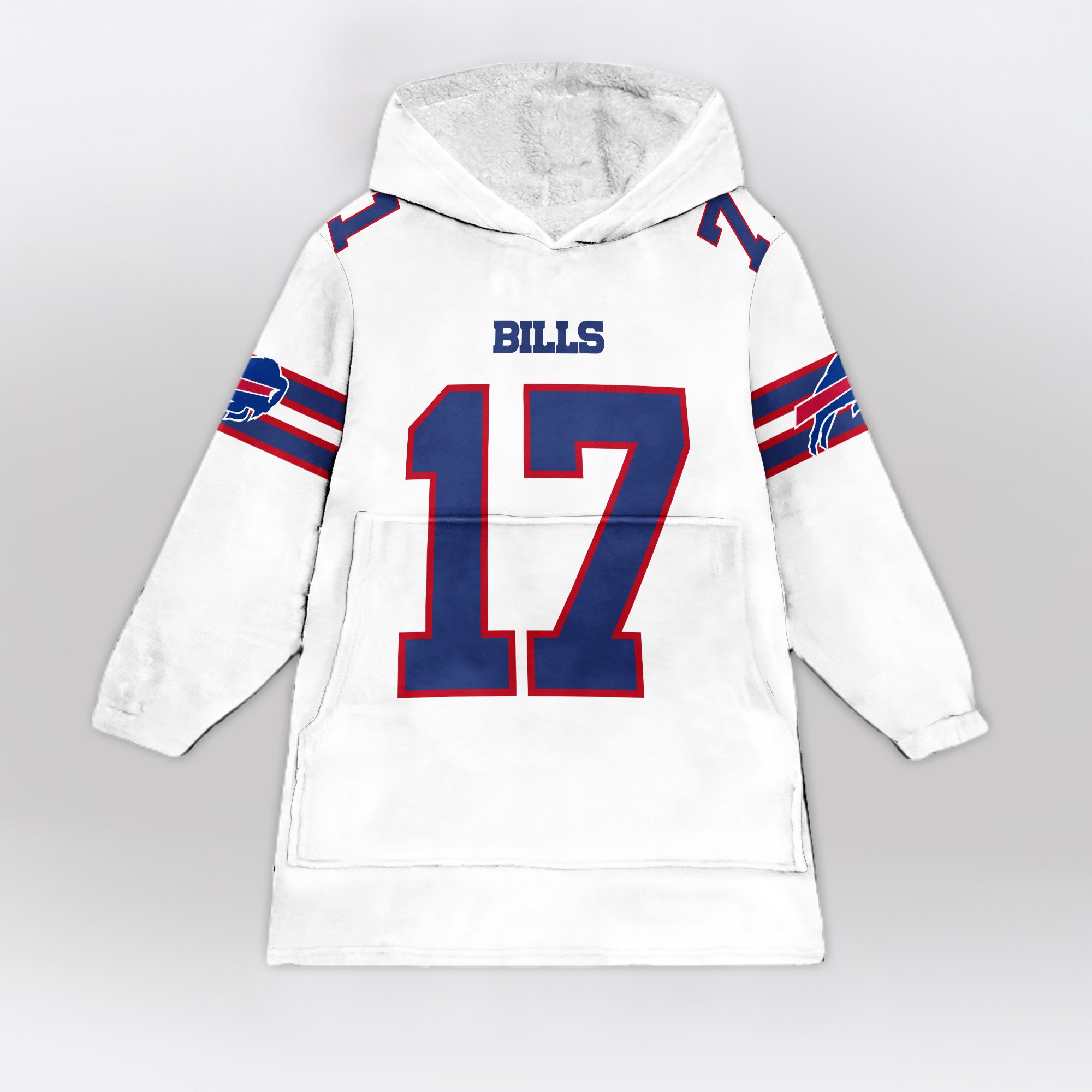 Adult 17 Buffalo Football Unisex Blanket Hoodie
