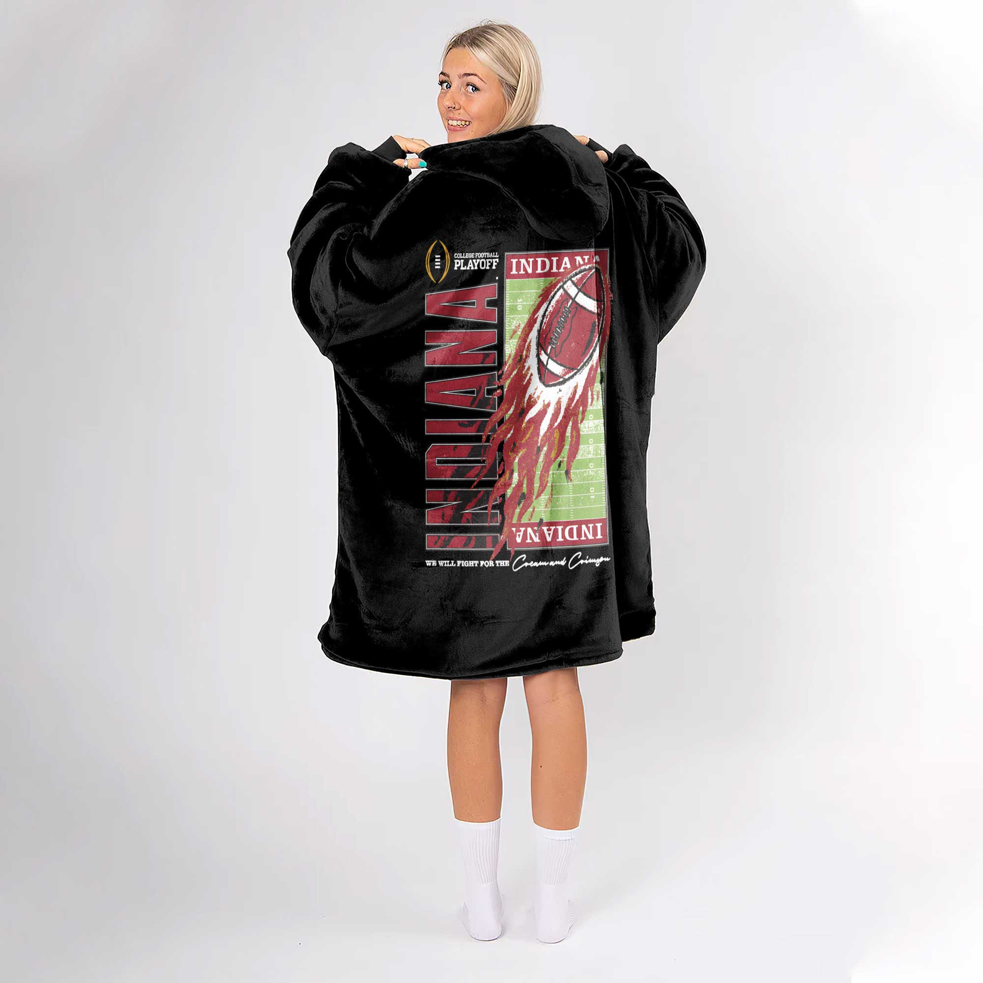 Adult Indiana Football Unisex Blanket Hoodie