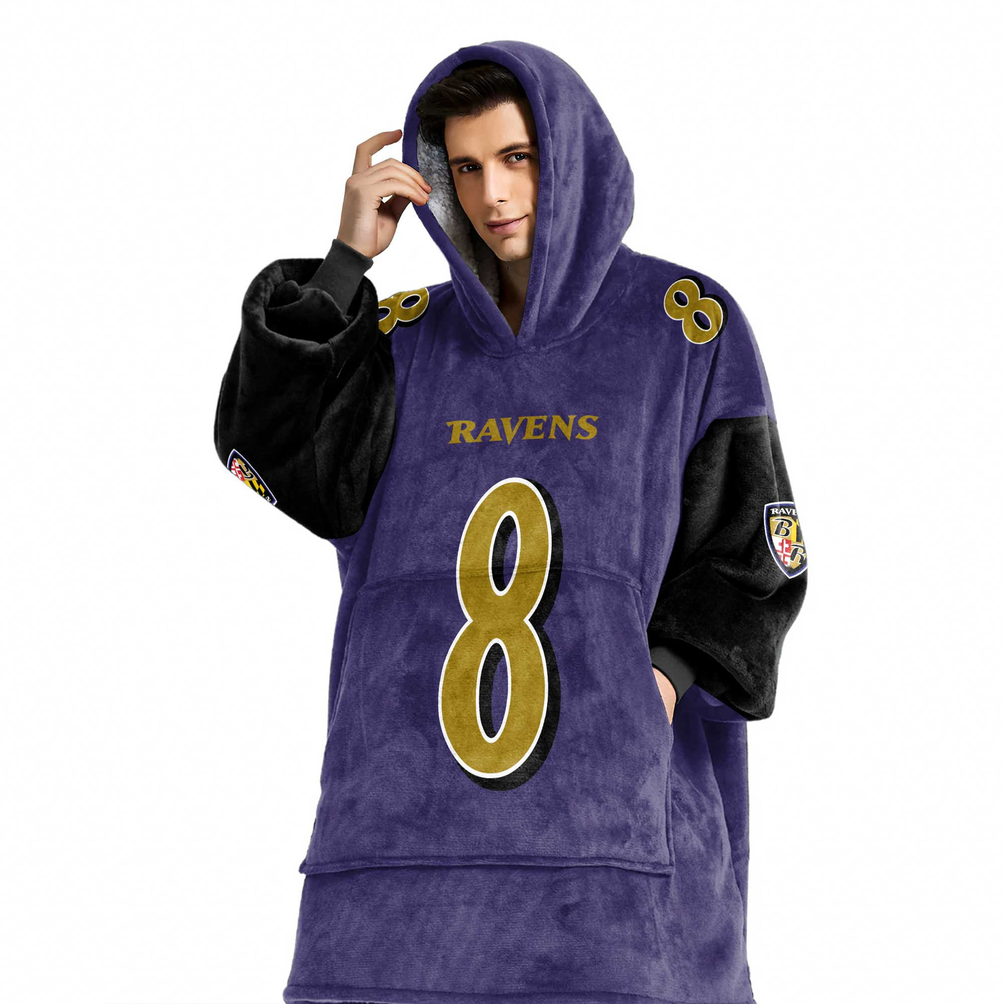 Adult 8 Baltimore Football Unisex Blanket Hoodie