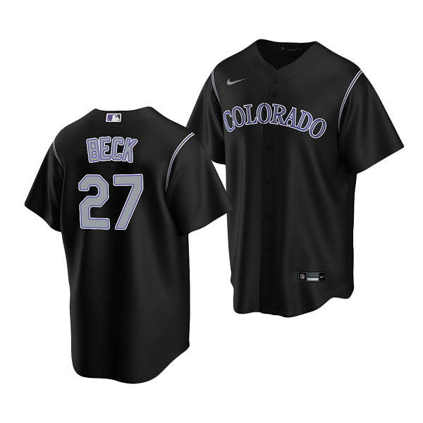 Men's Colorado Rockies #27  Beck 2022 MLB Draft Jersey Black Alternate