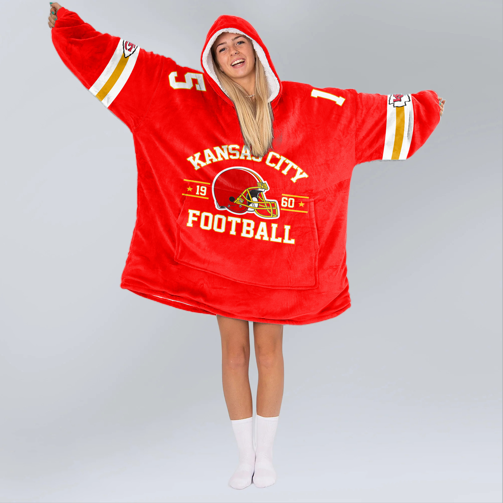 Adult P.M 15 Kansas City Football Unisex Blanket Hoodie