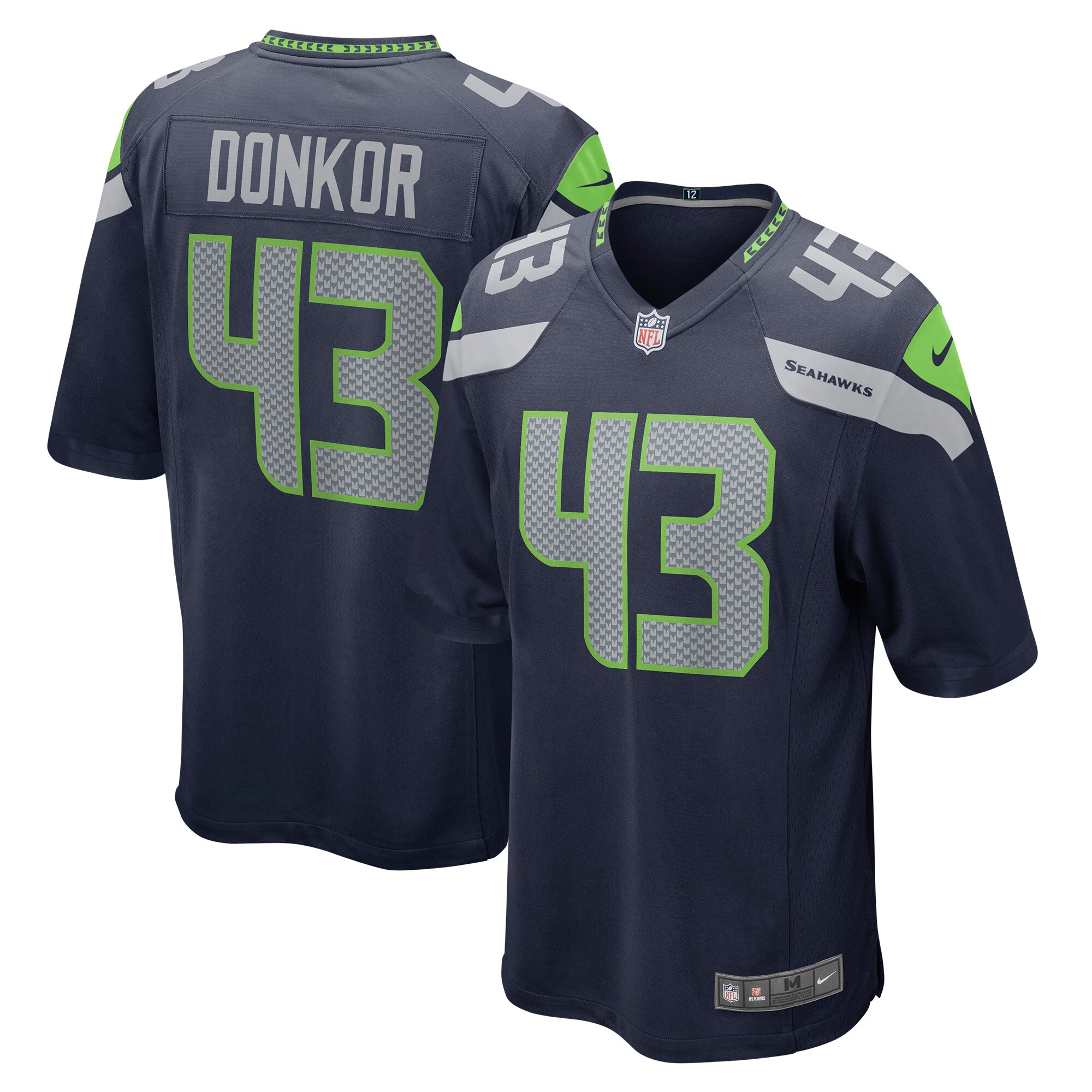 Aaron Donkor Seattle Seahawks  Game Jersey - College Navy