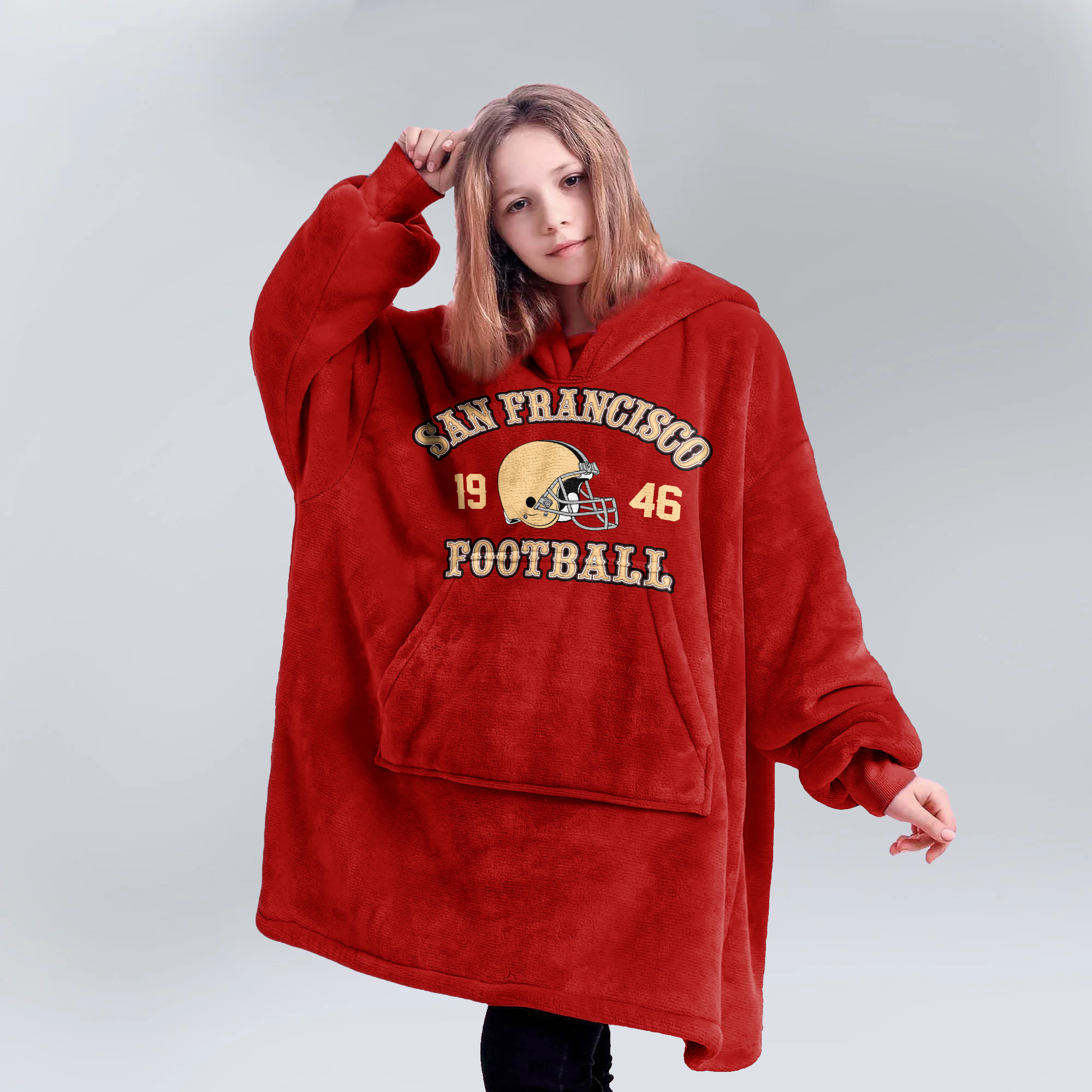 Adult San Francisco 49ers Football Unisex Blanket Hoodie